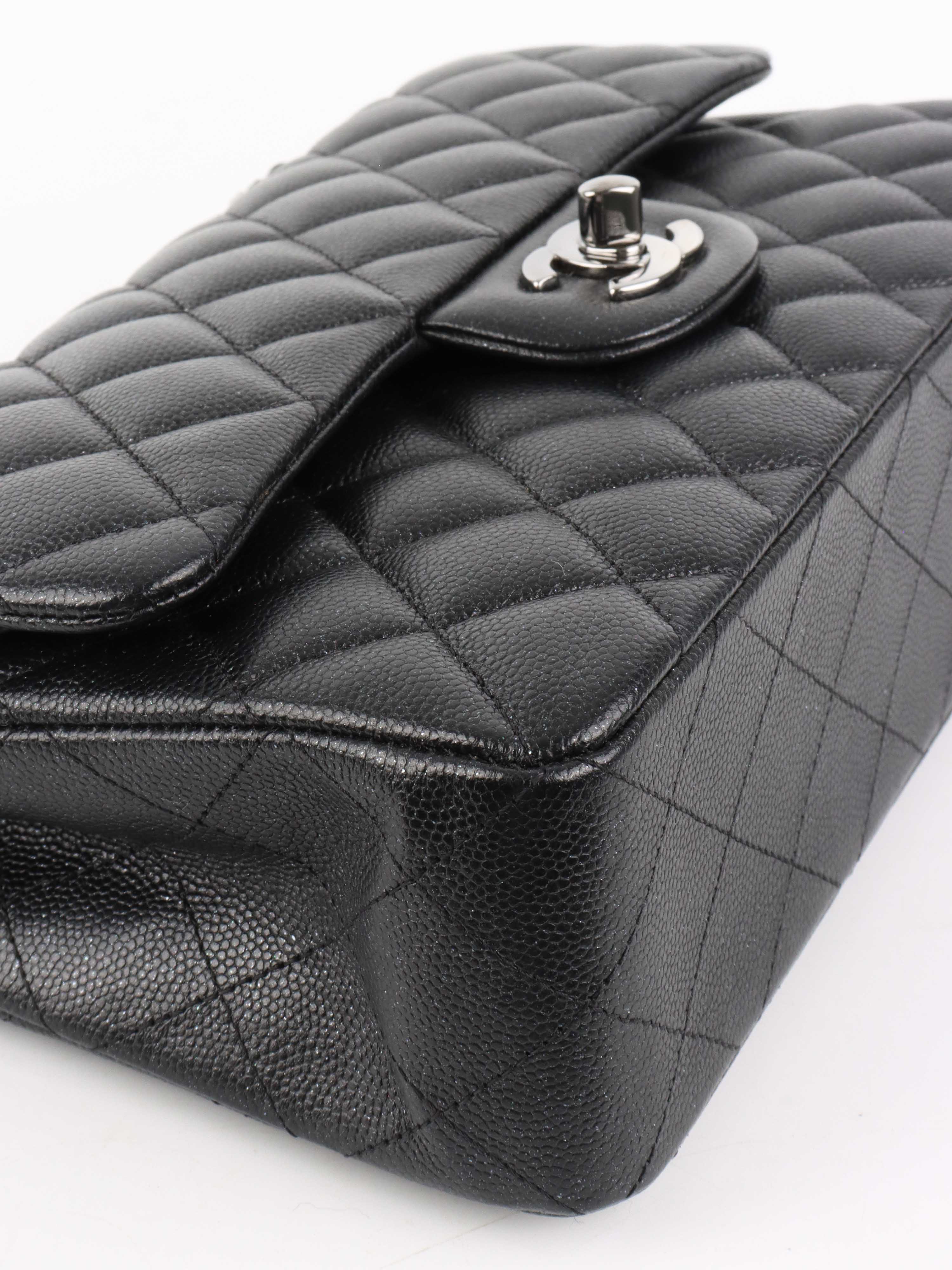Chanel Small Black Iridescent Caviar Classic Flap Bag with Silver Hardware - Luxury Crossbody Purse for Women, Perfect for Evening Events & Date Nights