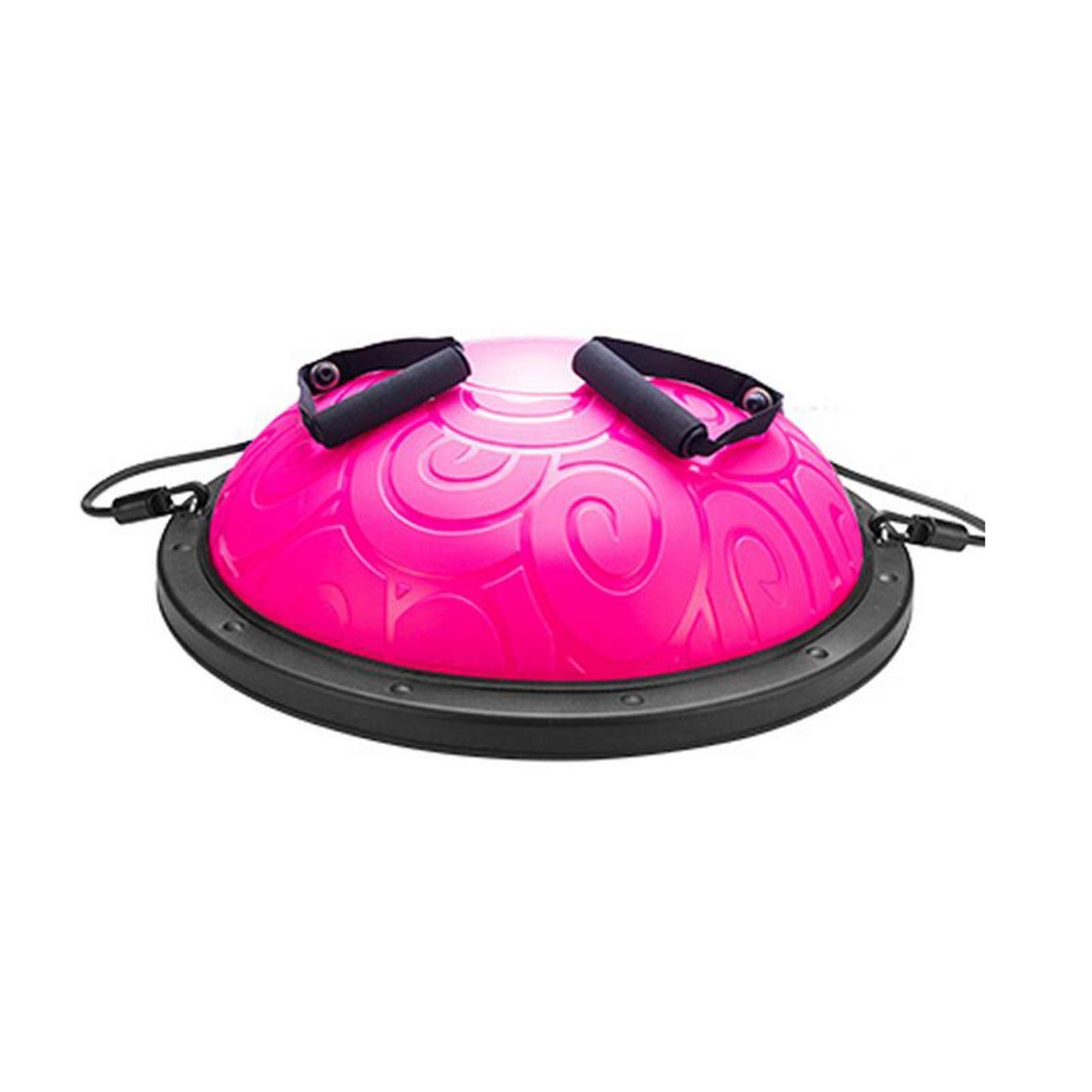 Half Ball Balance Trainer with Resistance Bands & Foot Pump - 23 Inch Core Stability Ball for Home Gym, Strength Training & Fitness Workouts (Pink, 58cm) - Perfect for Yoga, Pilates & Physical Therapy Exercises