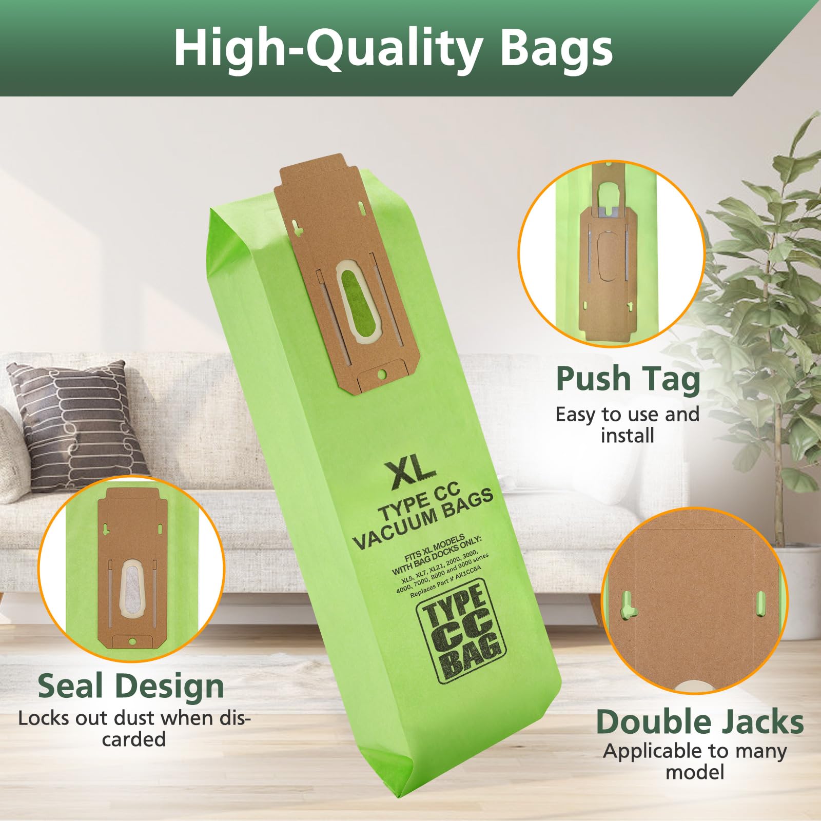 16-Pack Vacuum Bags for Oreck Type CC | Compatible with All Oreck XL Upright Vacuums | Replaces Part #CCPK8DW | Ideal for Home & Office Cleaning
