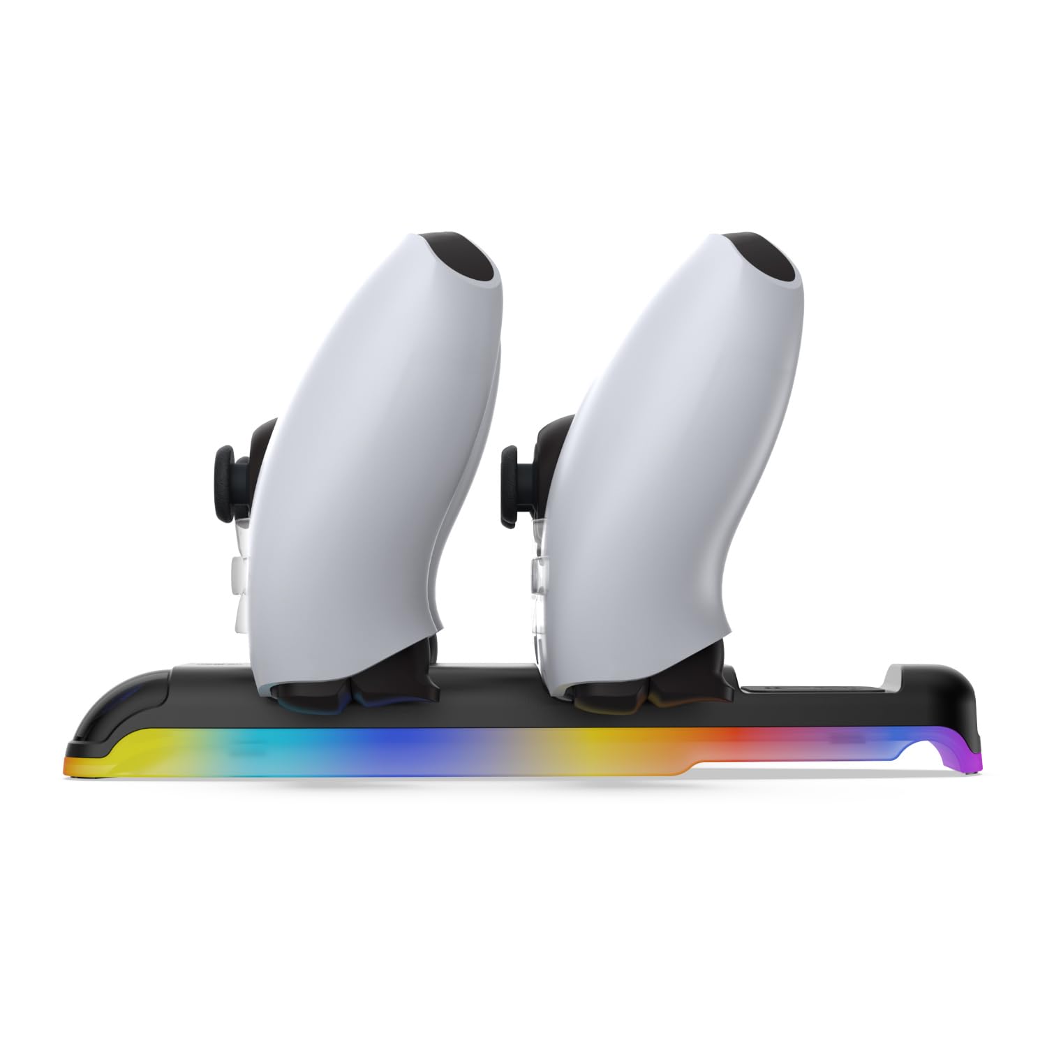 Fast Charging Dock for PS5 Slim Controller - RGB Replacement Charging Station with LED Lights for Playstation 5 Slim Console (Black) - Perfect for Gaming Setup & Nighttime Play