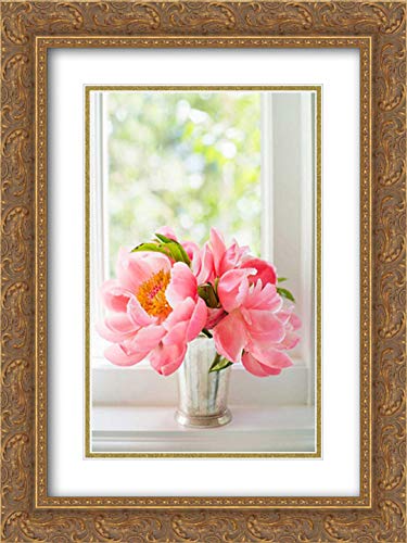 Karyn Millet 28x37 Gold Ornate Frame with Double Matted Museum Art Print - Peonies in Vase II Floral Wall Decor for Living Room, Bedroom & Office