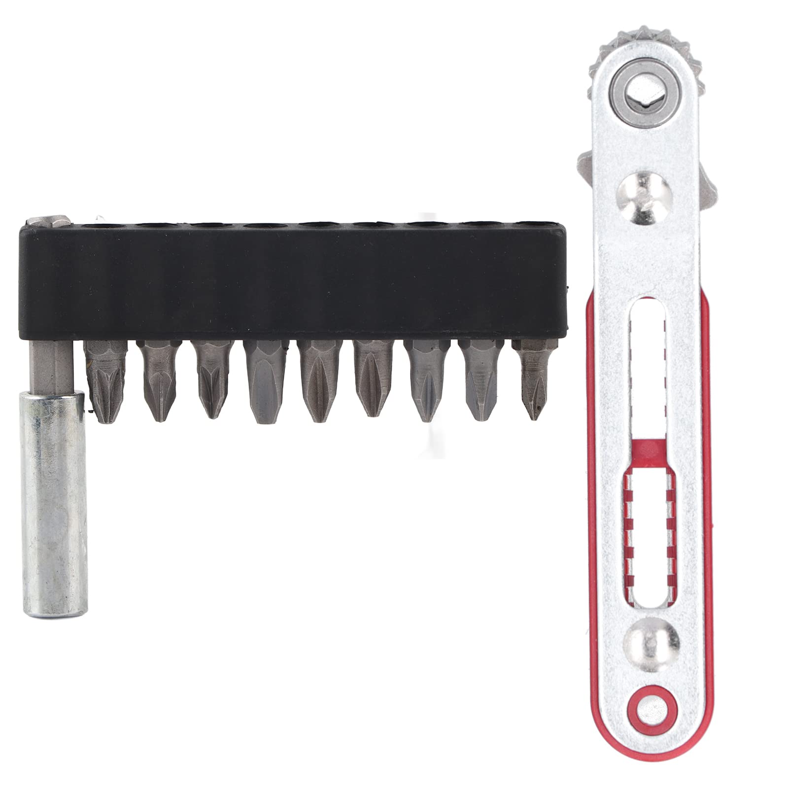 1/4 Inch Mini Ratchet Wrench Screwdriver Bit Set - 2 Way Adjustable Spanner with Extension Socket Tool Kit for Automotive, Home & DIY Projects