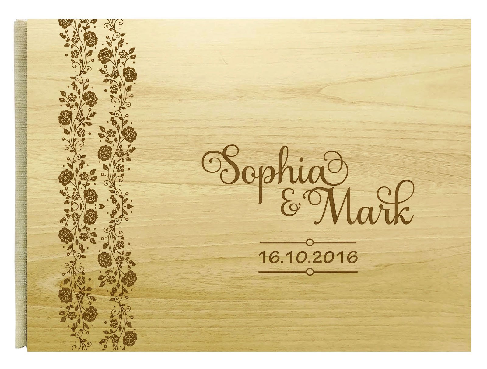 Custom Rustic Wood Engraved Wedding Guest Book for Bride & Groom - 50 Page Advice Journal - Perfect for Wedding Receptions, Bridal Showers & Anniversary Gifts