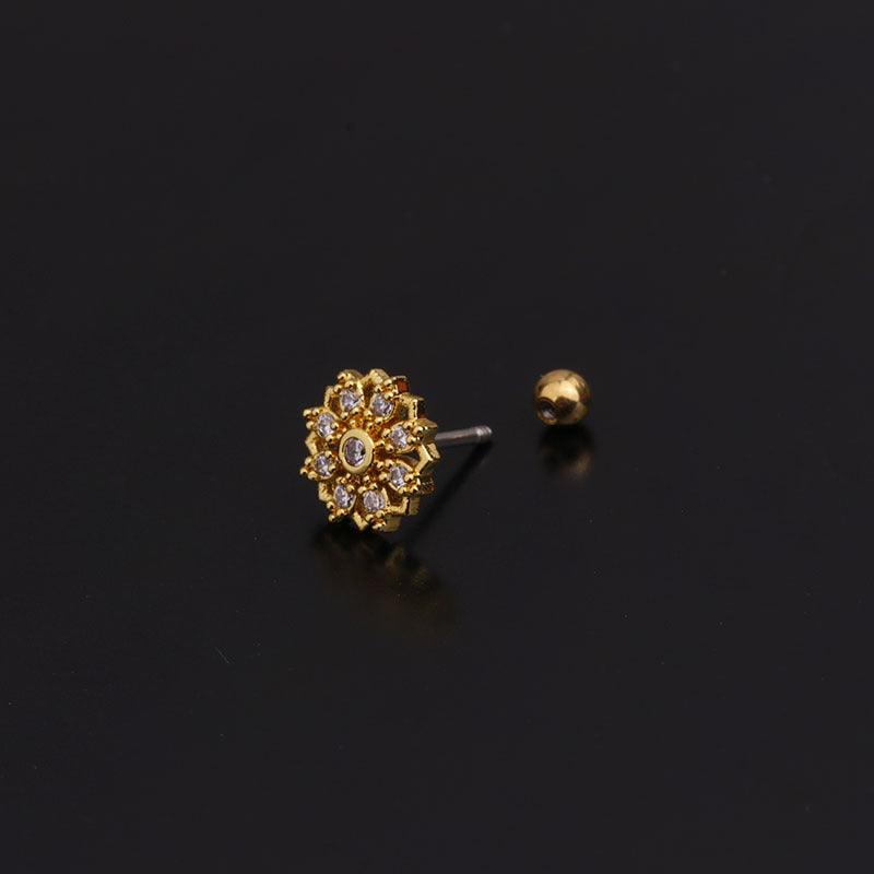 20G Cartilage Tiny Stud Earrings - Moon & Flower Design Hypoallergenic Stainless Steel Earrings for Women | Perfect for Daily Wear, Parties & Gifts