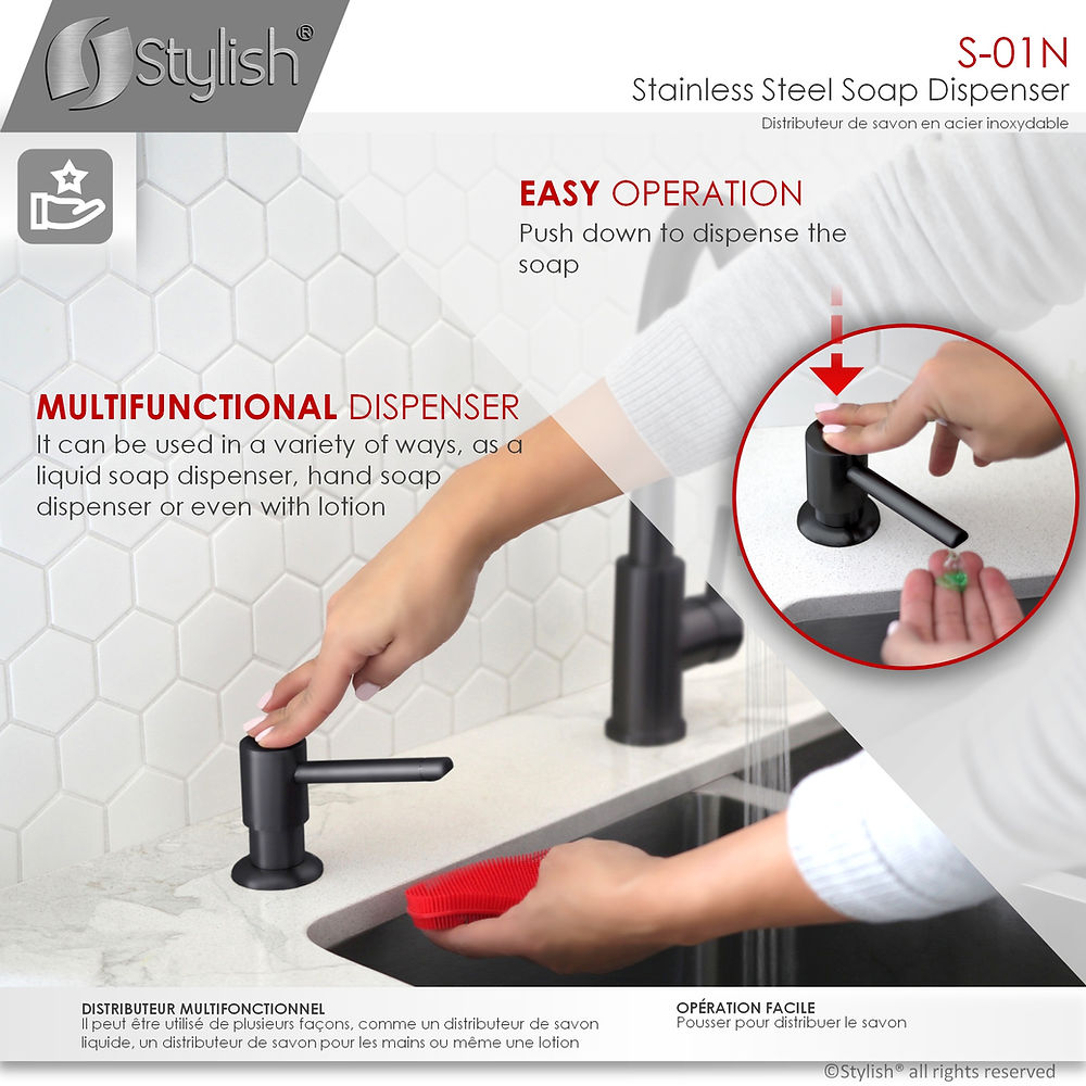 Stylish VENEZIA 1.5 GPM Pull Down Kitchen Faucet with Soap Dispenser - Matte Black Finish (Model K130NS01N) for Modern Farmhouse & Contemporary Kitchens