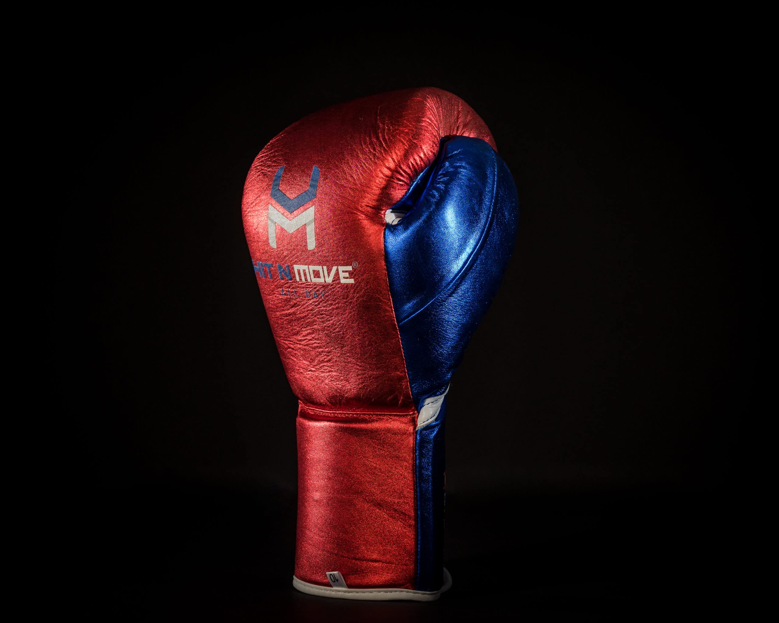 HIT N MOVE Pro Fight Mold Lace-Up Boxing Gloves for Training, Sparring & Competition - Premium Leather Boxing Equipment for Men & Women