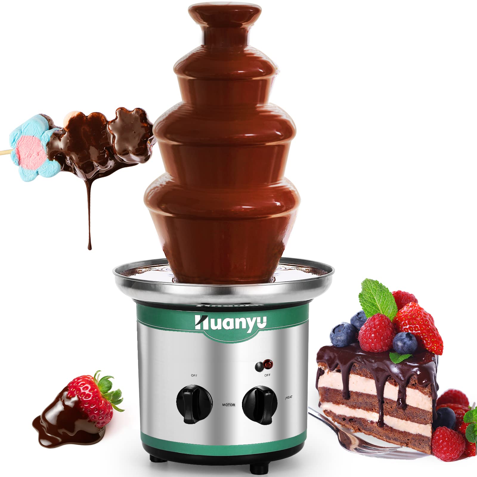 Commercial 4-Tier Chocolate Fountain Machine for Weddings, Parties, Hotels - Stainless Steel Chocolate Melter & Fondue Maker for Dessert Buffets, Catering Events, and DIY Chocolate Treats