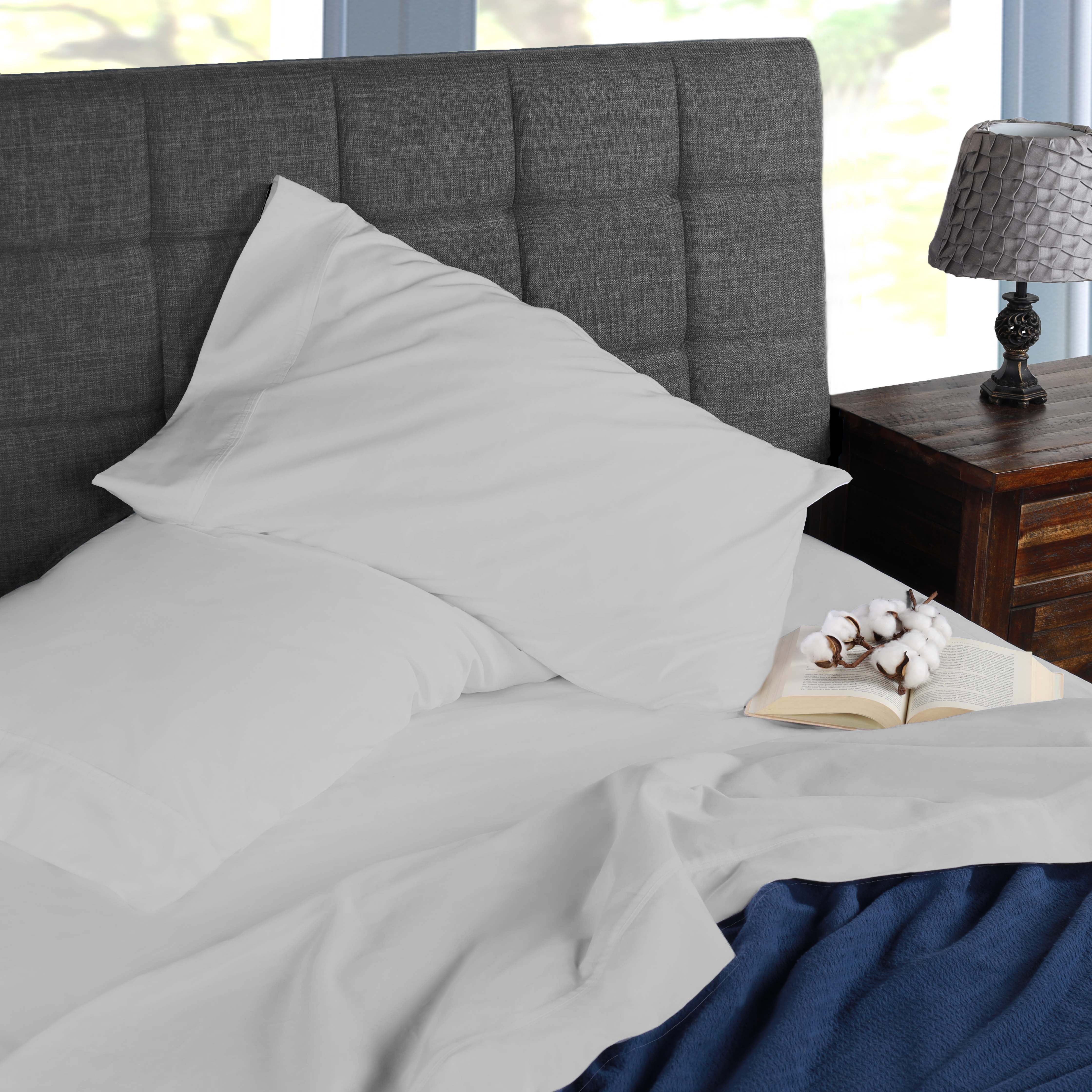 Premium Organic Cotton 300 Thread Count Percale Sheet Set - Extra Deep Pocket Fitted Sheet for 18