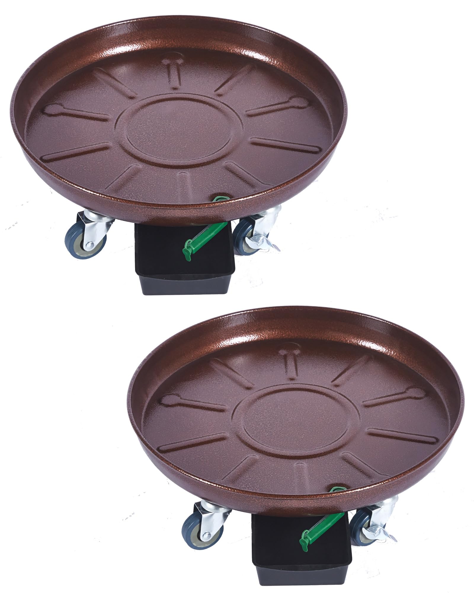 Heavy Duty Plant Caddy with Wheels & Drainage - 16 Inch Rolling Planter Stand for Indoor/Outdoor Plants - Sturdy Waterproof Garden Coaster with Saucer Tray (2 Pack) - Perfect for Moving Large Potted Plants on Patio, Deck or Greenhouse