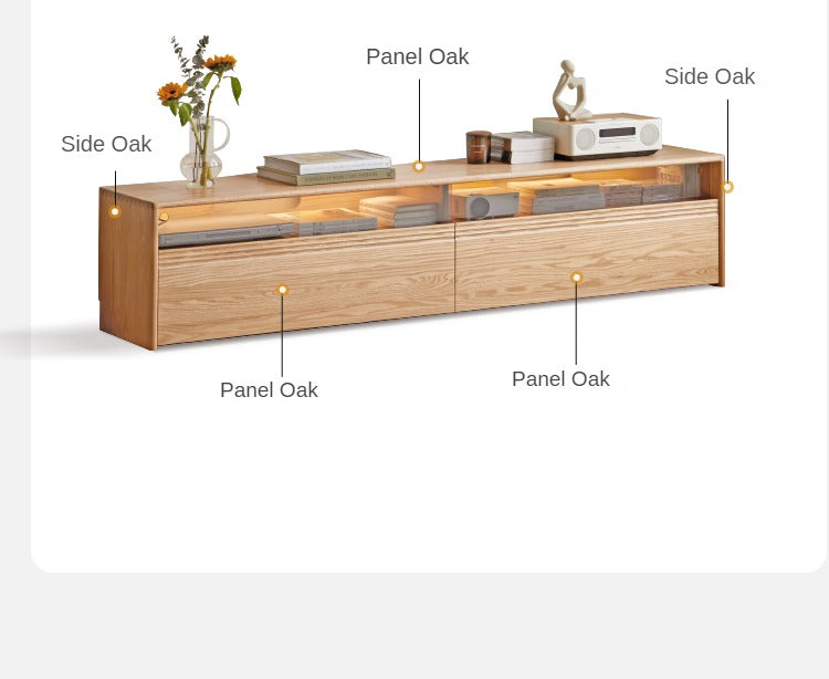 Solid Oak, Cherry & Black Walnut TV Stand Floor Cabinet - Rustic Wood Entertainment Center for Living Room, Bedroom & Home Theater Storage