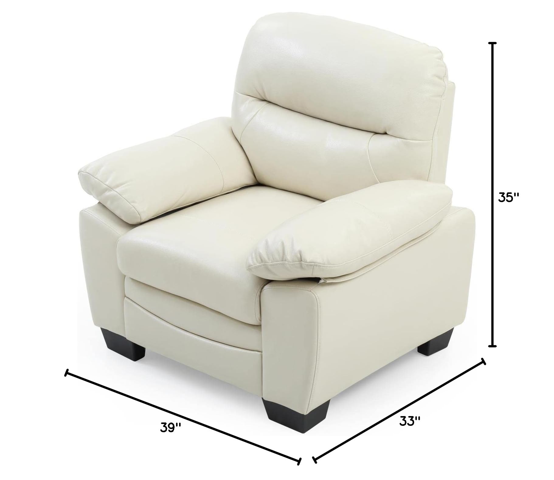 Glory Furniture Marta Faux Leather Chair in Pearl White - Modern PU Leather Dining Chair with Metal Legs for Kitchen, Dining Room & Office
