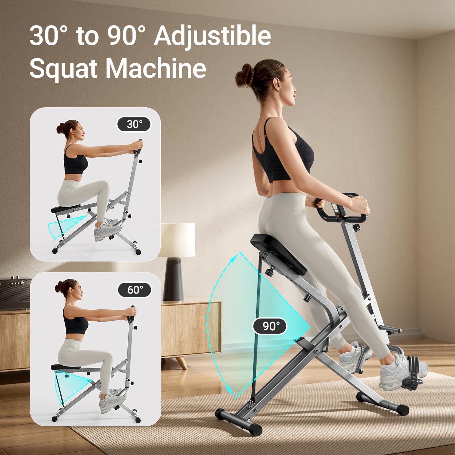 UMAY Foldable Squat Machine for Home Gym - 3 High-Strength Resistance Bands for Full Body Workout | Perfect for Squats, Rowing & Strength Training Exercises in Small Spaces