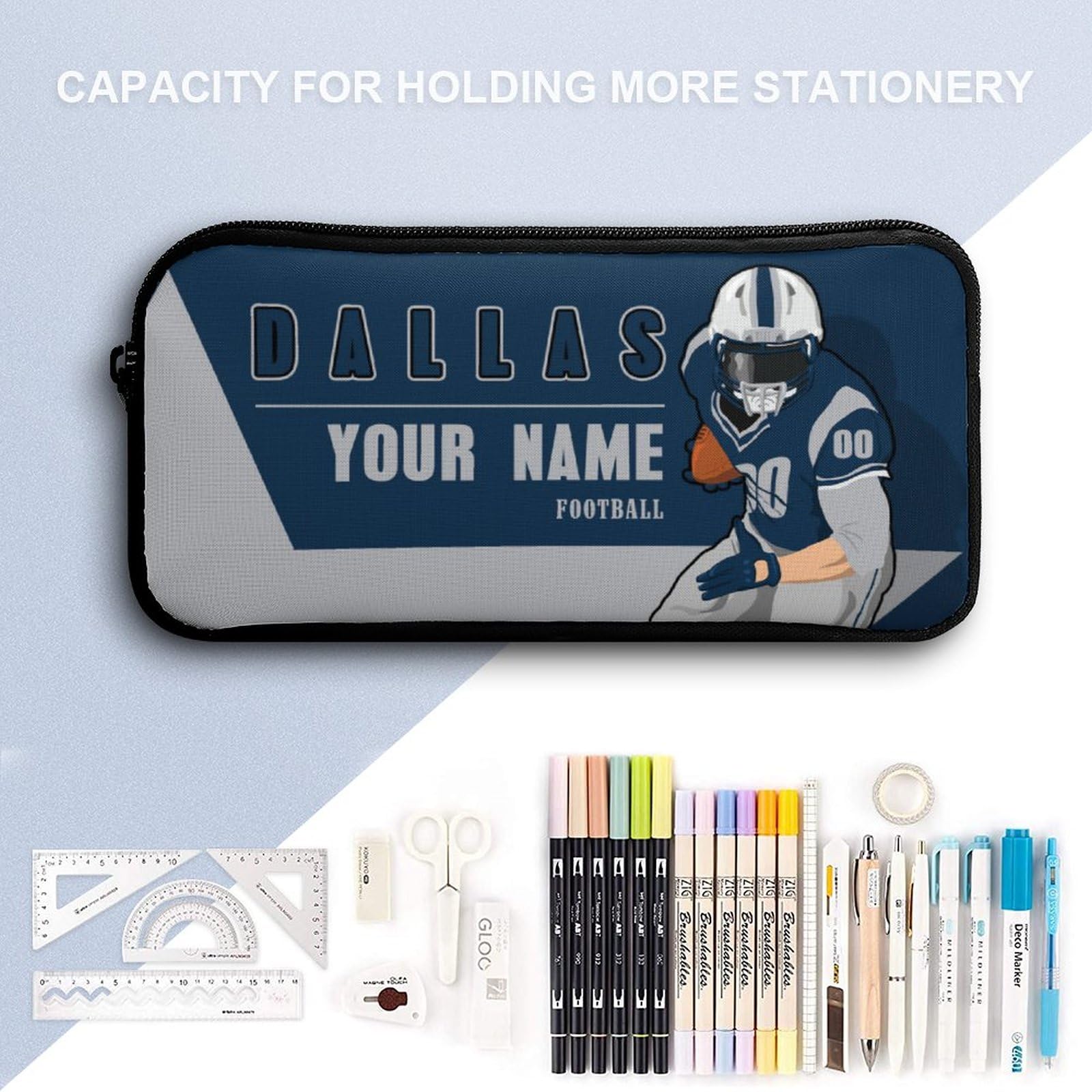 Custom Dallas Backpack 3-Piece Set for Men & Women - Personalized Laptop Bag, Lunch Box & Pencil Case with Name/Number - Perfect Gift for Students, Office Workers & Sports Fans - Great for School, Work & Travel