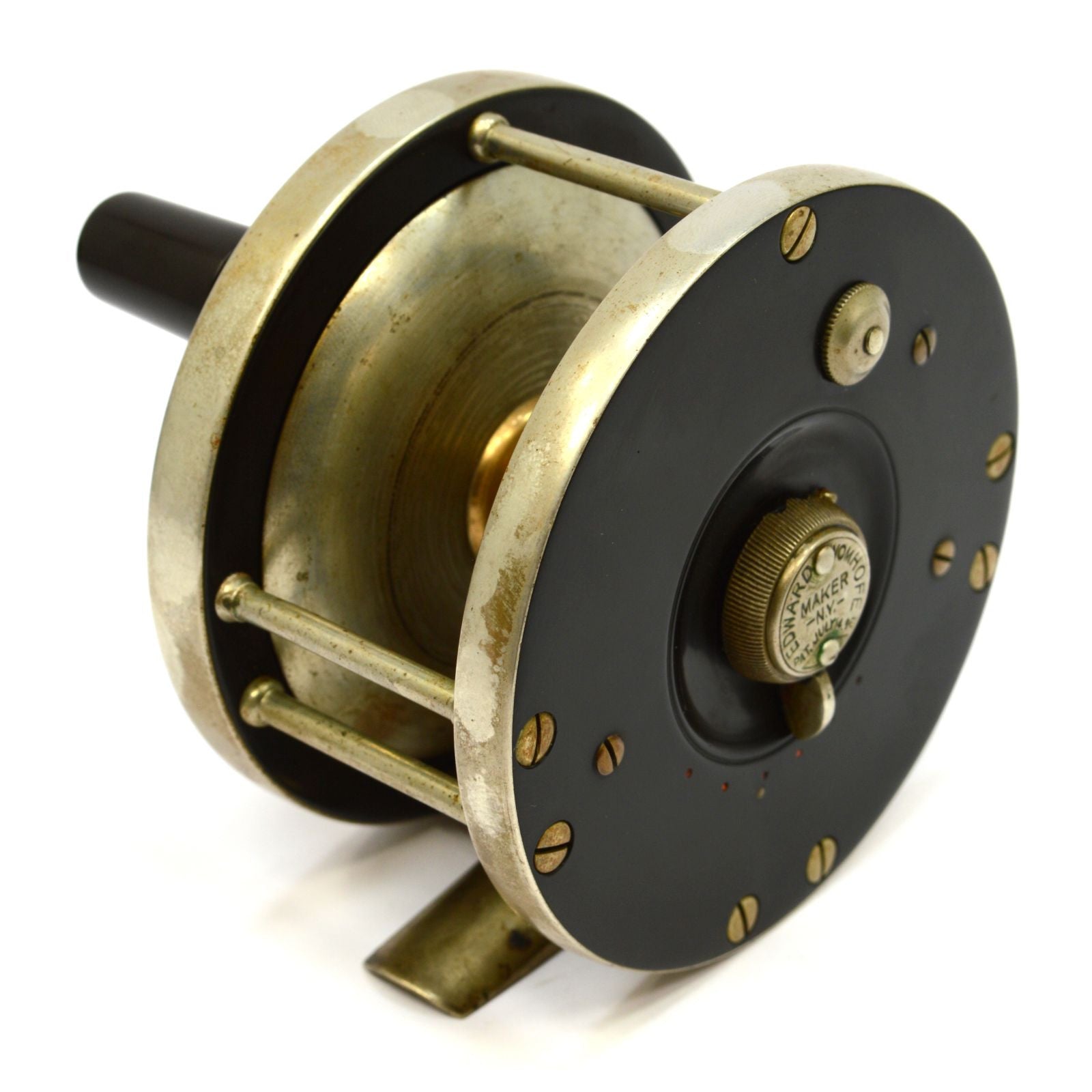 Vintage Antique EDWARD VOM HOFE No. 504 TOBIQUE 2/0 Salmon Fly Fishing Reel with Genuine Leather Case - Rare Collectible for Fly Fishing Enthusiasts & Outdoor Adventures