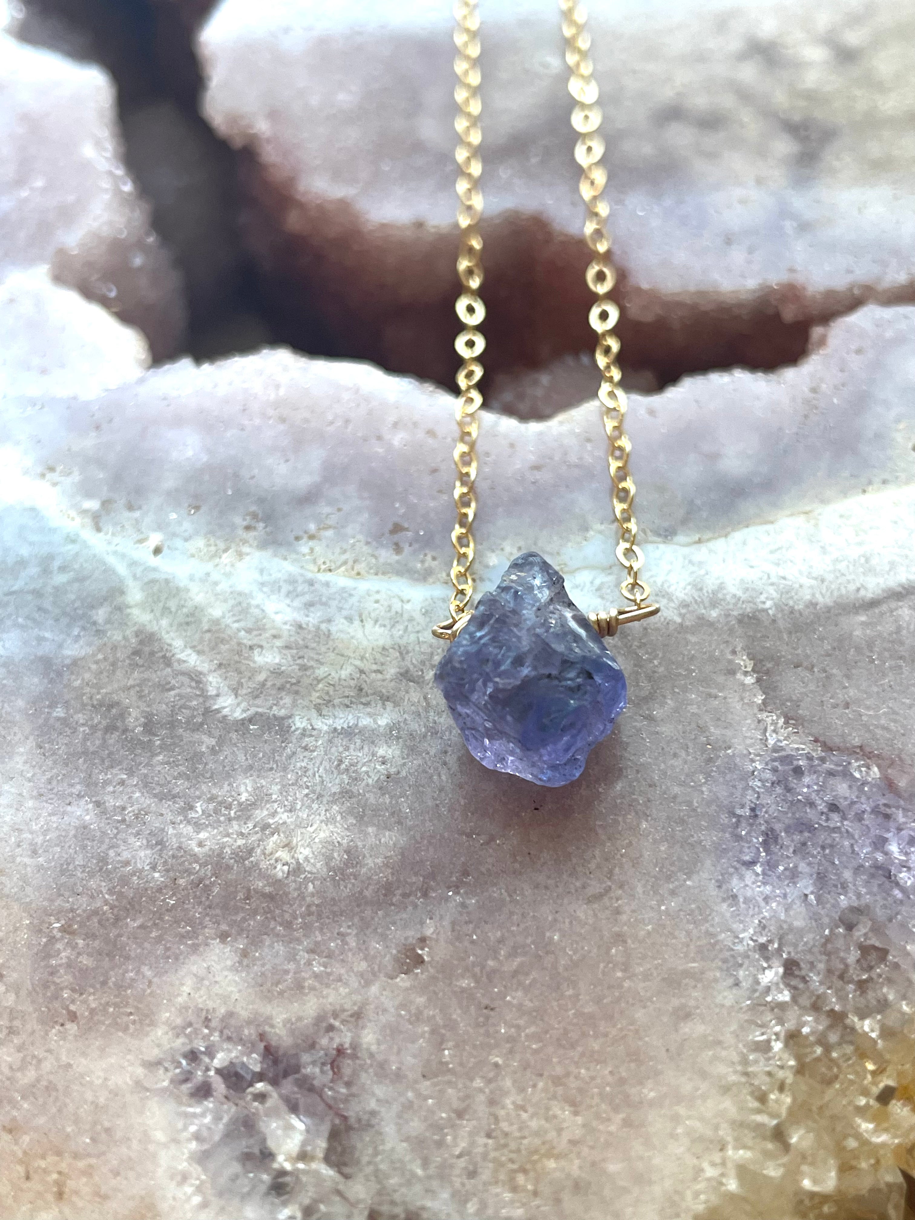 Natural Tanzanite Gold Filled Pendant Necklace - Elegant Jewelry Gift for Women, Perfect for Weddings, Anniversaries & Special Occasions