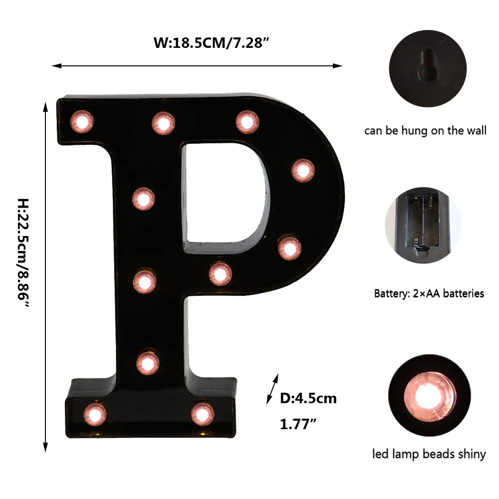 LED Marquee Letter Lights - Black Alphabet & Number Signs for Home, Bar, Party Decor - Perfect for Christmas, Birthday, Wedding & Night Light Decorations