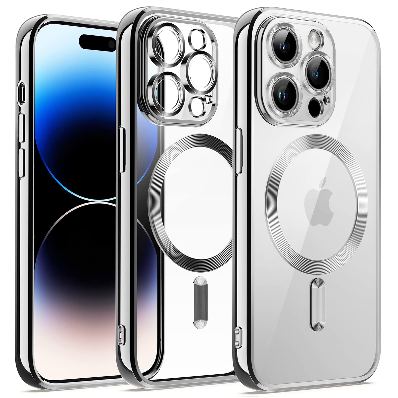 JETech Soft Clear Case for iPhone 14 Pro 6.1-Inch | MagSafe Compatible | Shockproof TPU Cover with Full Camera Protection | Silver | Perfect for Everyday Use, Wireless Charging & Drop Protection