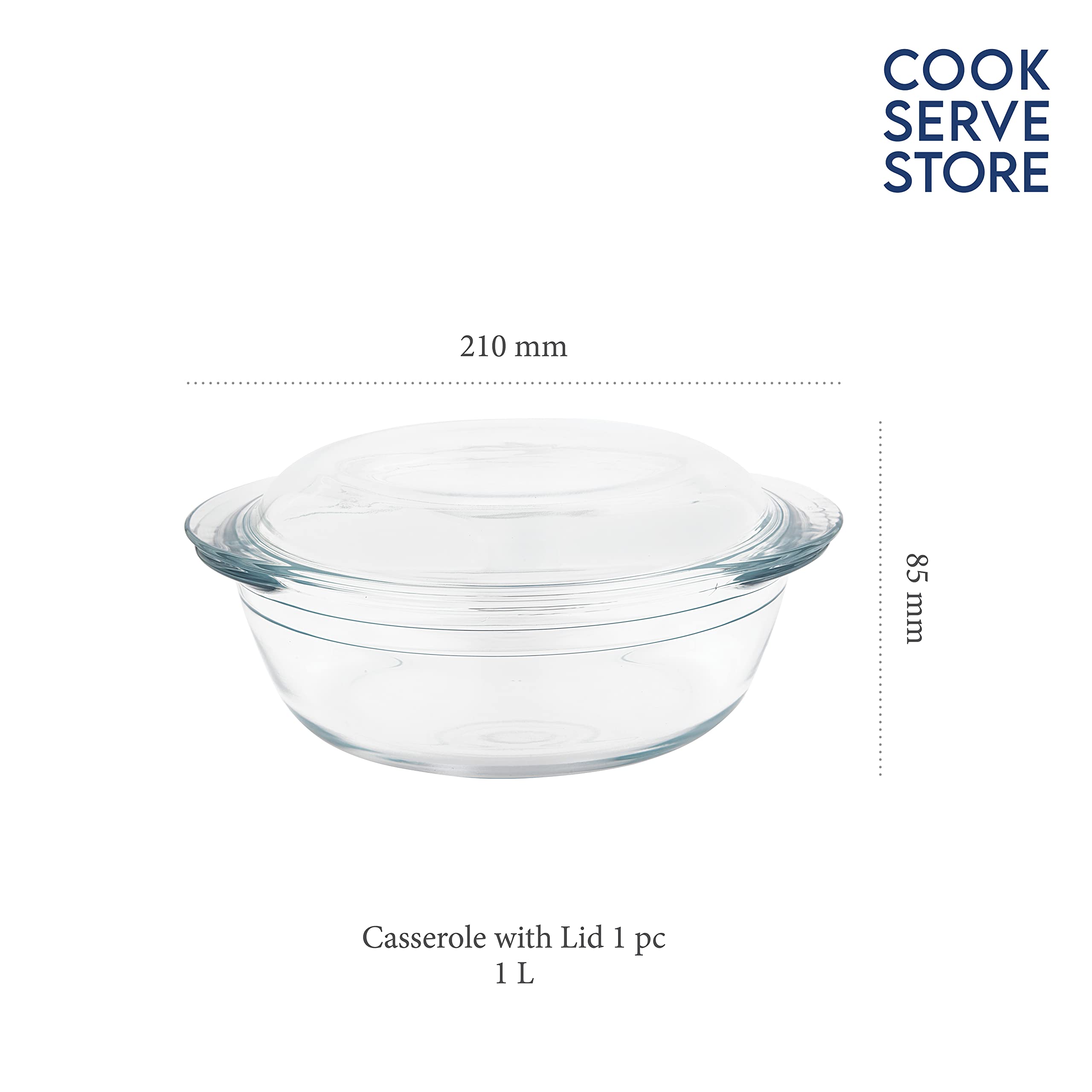 La Opala 1L Borosilicate Glass Casserole Dish with Lid - Oven, Microwave, Dishwasher & Freezer Safe Bakeware - Perfect for Baking Casseroles, Serving Meals & Food Storage - Durable Transparent Glass Cookware for Home & Restaurant Use