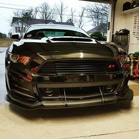 2015-2017 Mustang Front Chin Splitter with 2 Support Rods - Compatible with Roush Bumpers | Aggressive Styling & Enhanced Aerodynamics for Street & Track Performance