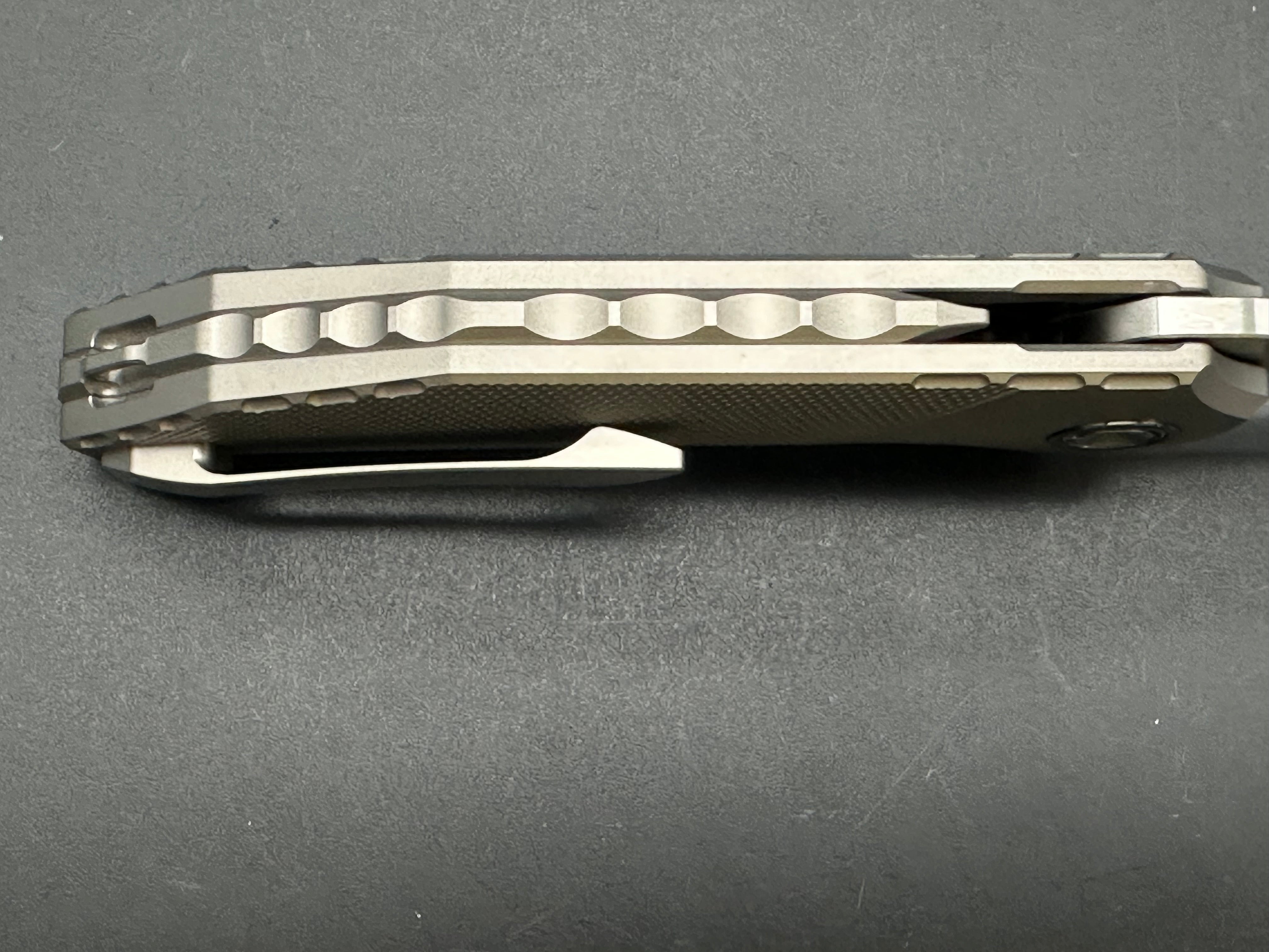REATE TIGER Folding Knife - Premium M390 Steel Blade, Titanium Handle with Tiger Stripe Pattern, Plain Edge & Satin Finish - EDC, Outdoor, Camping, Hunting Gear