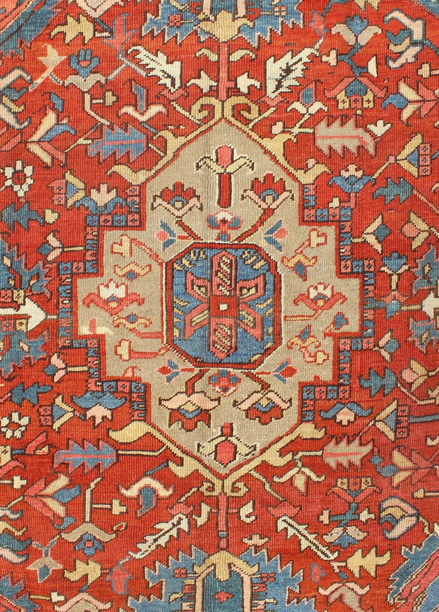 Antique Heriz Handwoven Tribal Rug J69660 - Authentic Persian Carpet for Living Room, Bedroom & Home Decor