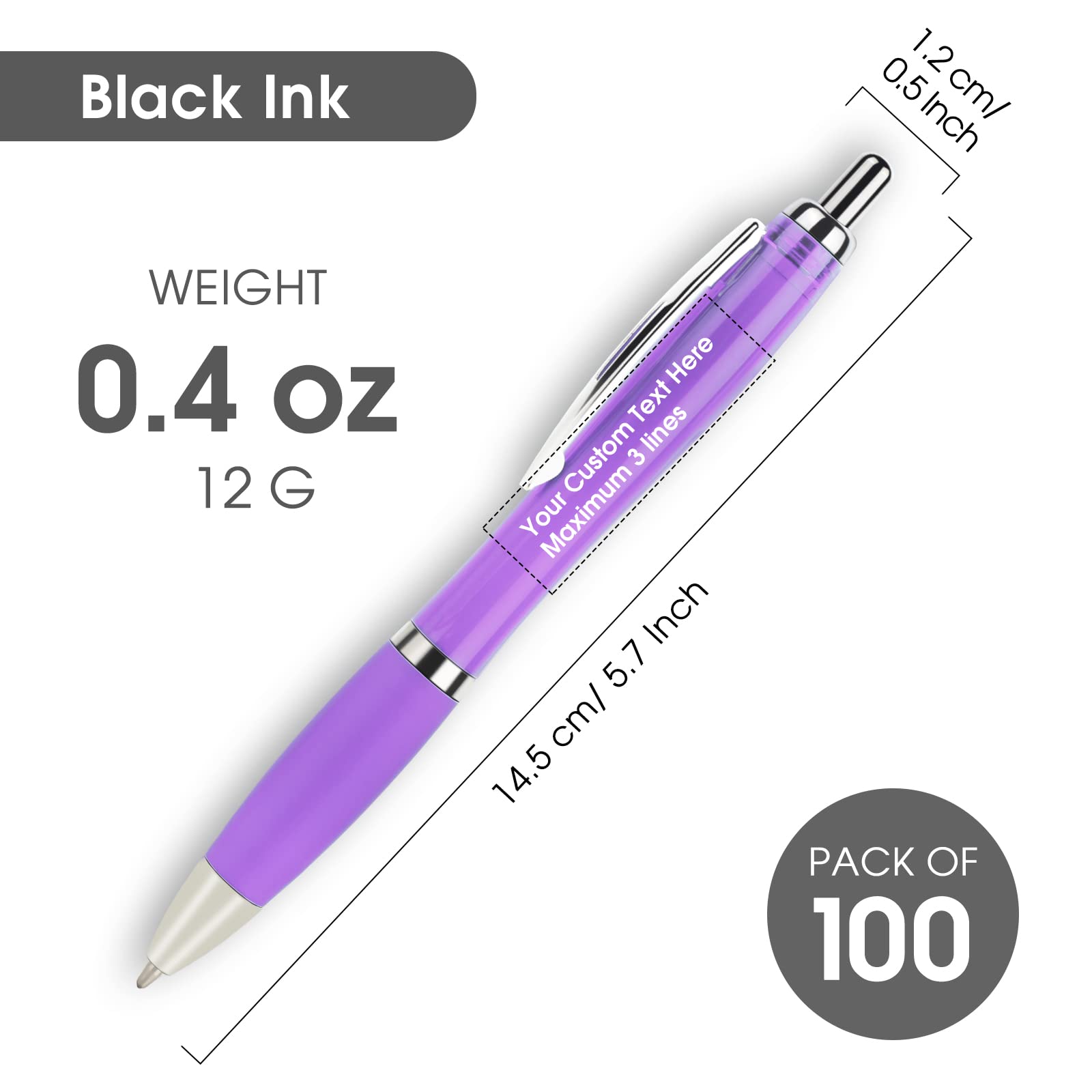 Custom Printed Ballpoint Pens Bulk - Personalized Click Action Pens with Your Logo, Name, or Message - Ideal for Corporate Gifts, Promotional Events & Branding