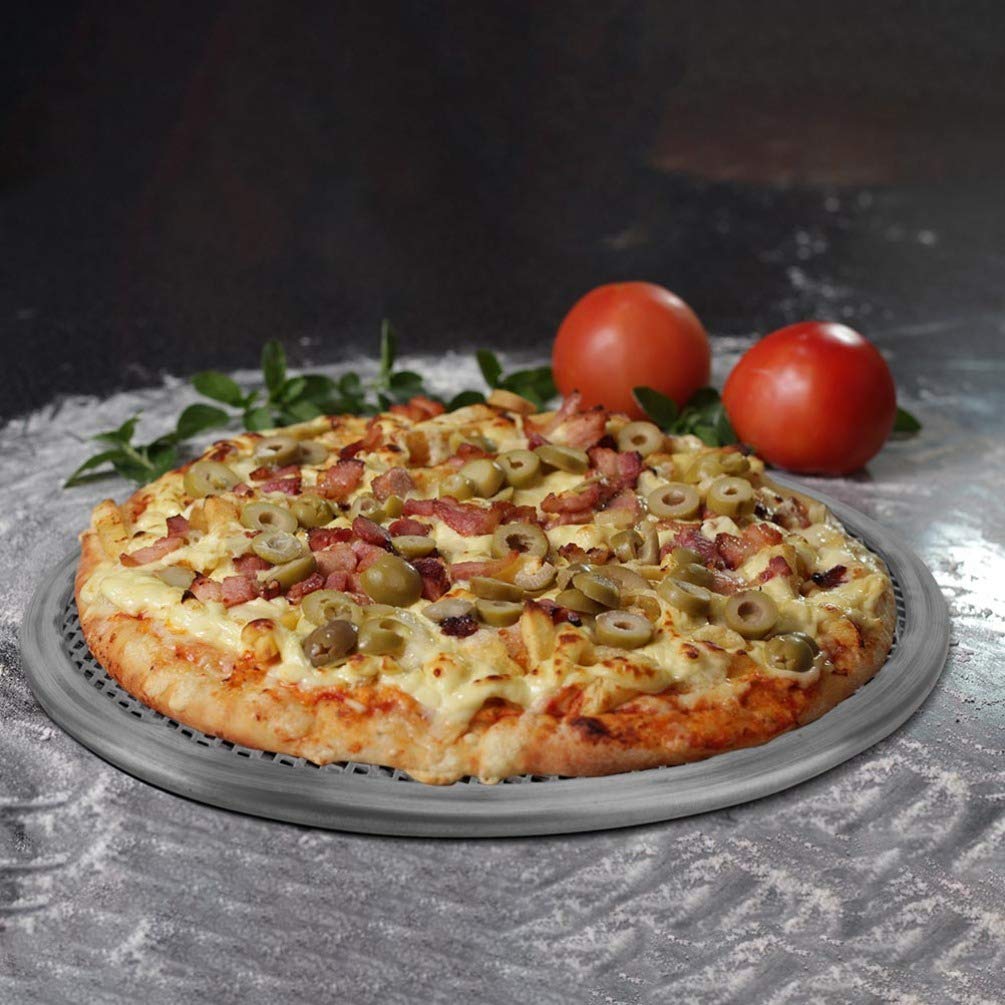 NUOBESTY 2-Pack 16 Inch Aluminum Pizza Baking Screen - Nonstick Seamless Round Mesh Pizza Pan for Oven Baking | Perfect for Homemade Pizza, Restaurant Use & Commercial Kitchens