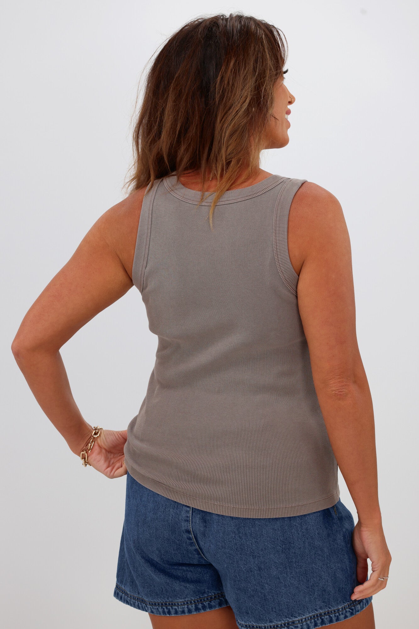 AS Colour Organic Rib Tank Top - Faded Grey | Soft & Comfortable Women's Casual Wear for Everyday Use, Yoga, and Layering