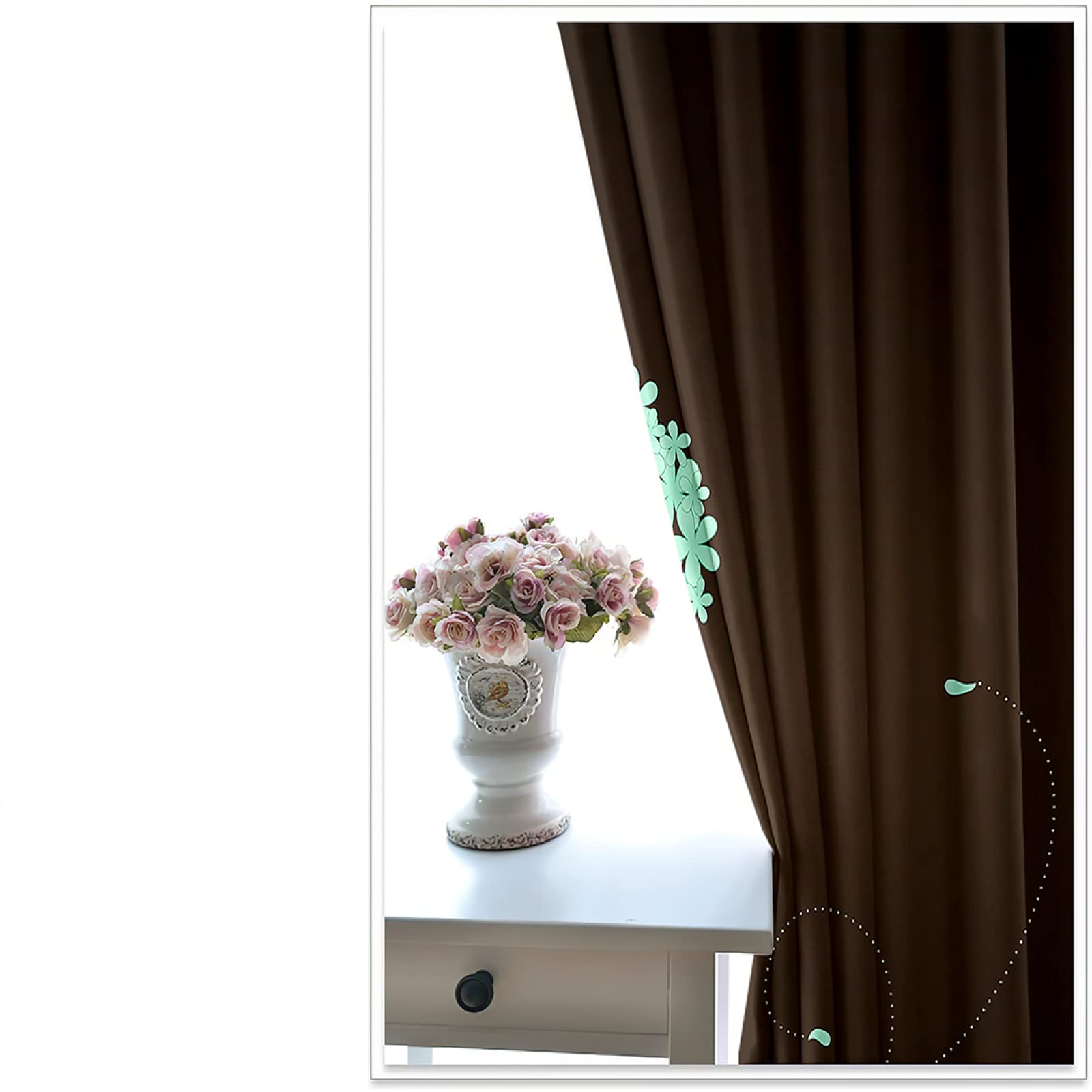 Blackout Grommet Window Curtains with 3D Green Floral Print - Thermal Insulated Room Darkening Drapes for Bedroom, Living Room & Kitchen - 2 Panels (118