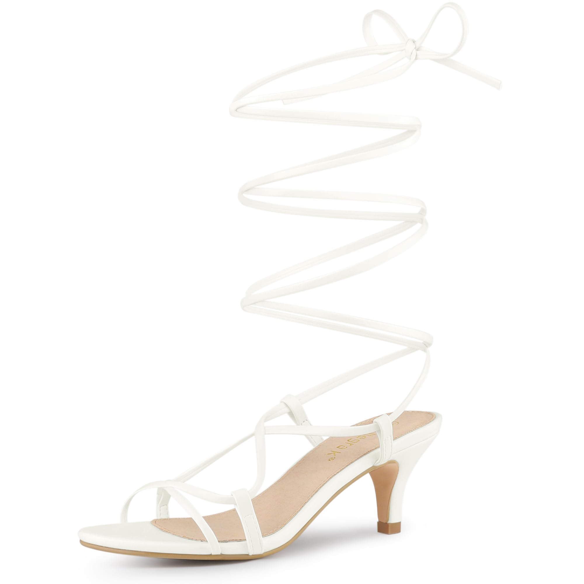 Allegra K Women's Strappy Lace Up Kitten Heels Sandals - Stylish Low Block Heel Dress Shoes for Wedding, Party & Office Wear