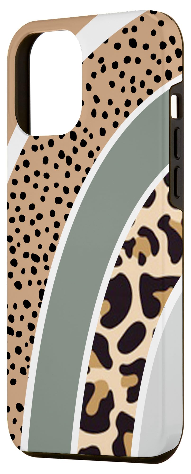 iPhone 12 Pro Max Case - Boho Burnt Orange Half Rainbow with Dotted Leopard Pattern - Slim Protective Cover for Everyday Use, Travel & Work