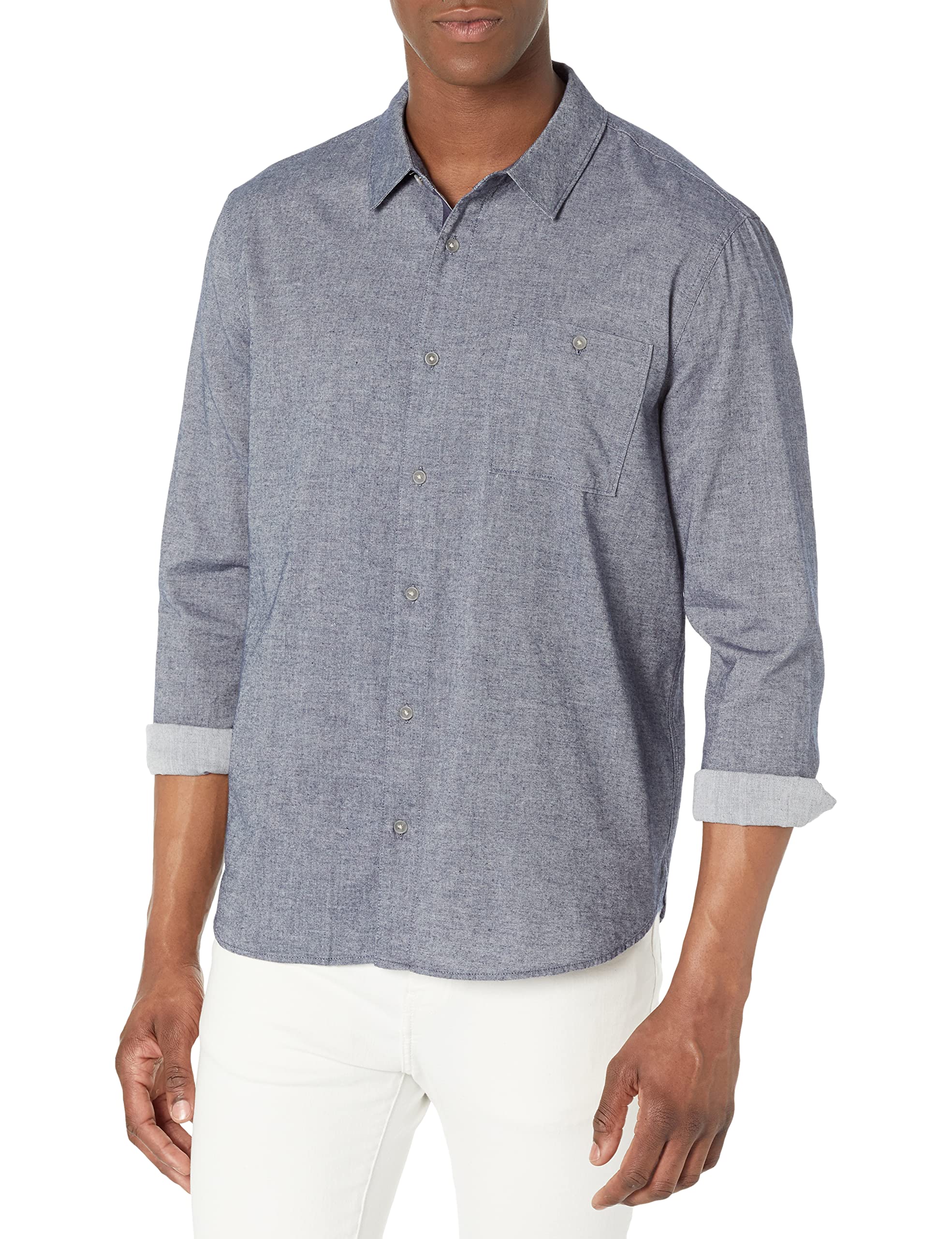 PAIGE Men's Raymond Long Sleeve Denim Shirt - Classic Fit, Comfortable Cotton, Casual & Work Wear for Everyday Style