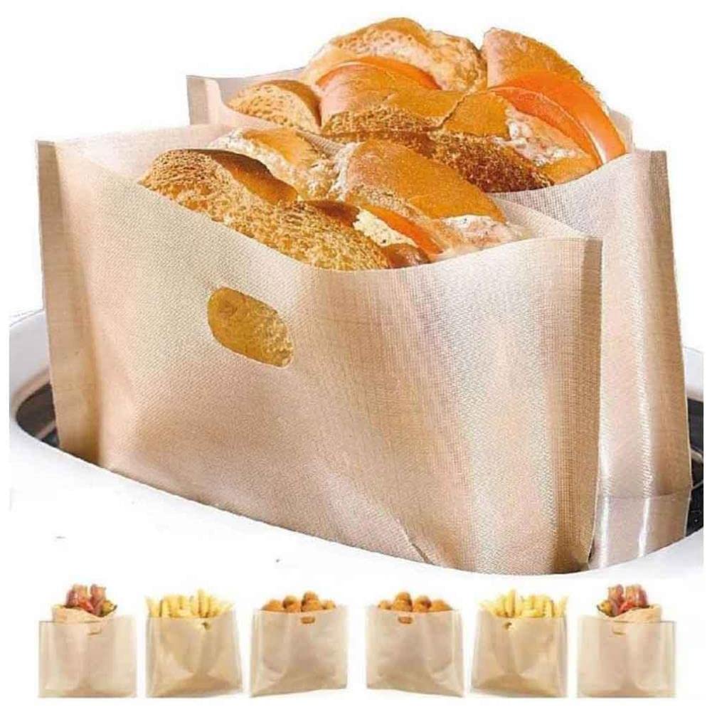MEIERYA Non Stick Toaster Bags - Reusable Heat Resistant Grilled Cheese Maker Paper for Toasters, Easy Clean (3 Pack) - Perfect for Sandwiches, Bagels & Breakfast Cooking