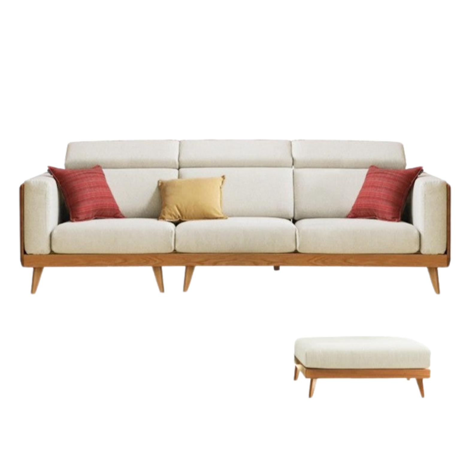 Oak & Ash Solid Wood Modern Fabric Sofa - Contemporary Living Room Furniture for Comfortable Lounging & Stylish Home Decor