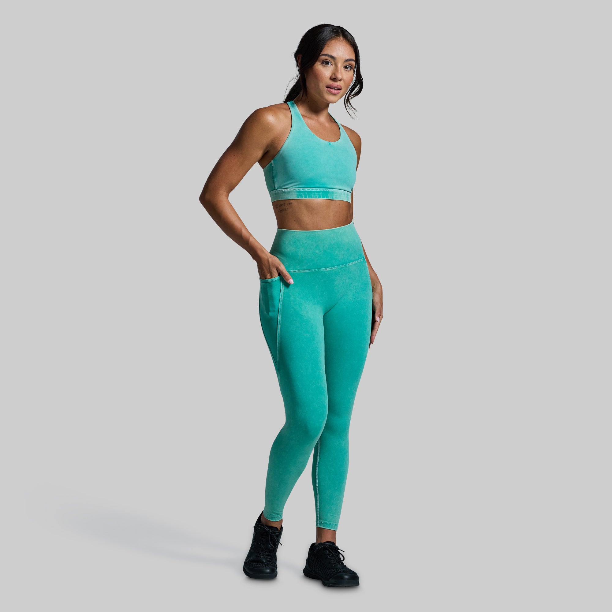 Eccentric Legging (Washed Jade) - High Waist Yoga Pants for Women, Stretchy Workout Tights, Comfortable Gym & Lounge Wear