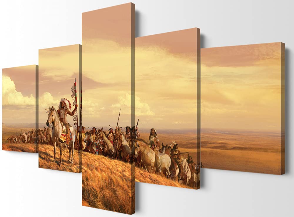 5 Pieces Native American Wall Art Decor - Indian Chiefs Wall Decor, Tribal Poster Set for Living Room, Bedroom & Office - 70