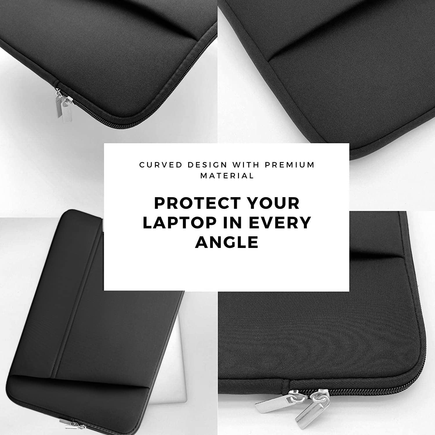 TEDNETGO 14 Inch Laptop Sleeve for MacBook Pro 2024 - Waterproof Protective Case Compatible with 13-14 Inch MacBook Pro/Air (Black) - Perfect for Travel, Office & School Use