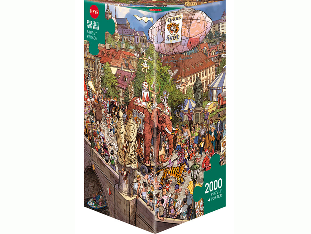 Heye 2000-Piece Triangle Jigsaw Puzzle - Gobel Knorr Street Parade Art Puzzle for Adults, Challenging Puzzle Game for Family & Friends, Perfect for Relaxation & Home Decor