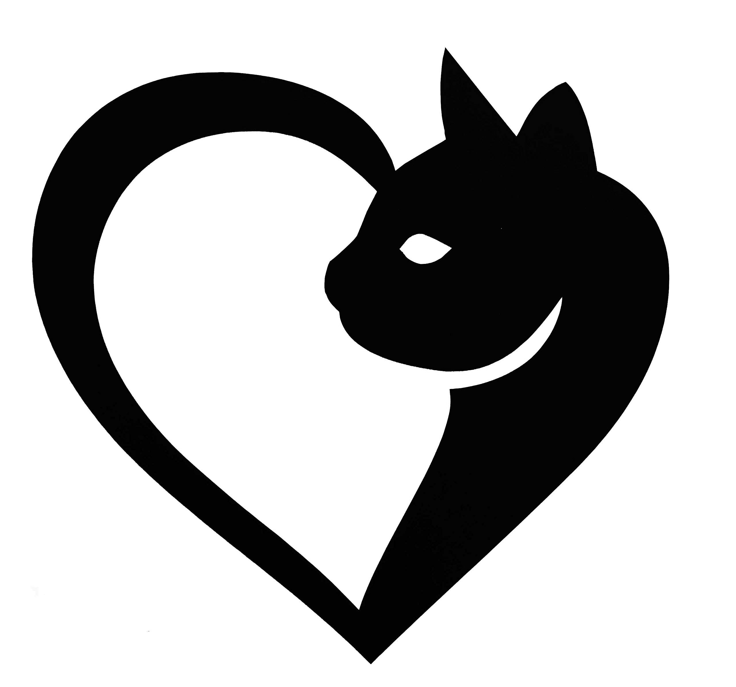 Custom Heart Shaped Cat Vinyl Decal - Personalized Feline Bumper Sticker for Cars, Tumblers, Laptops, Windows - Choose Size & Color for Home, Office, and Gift Use