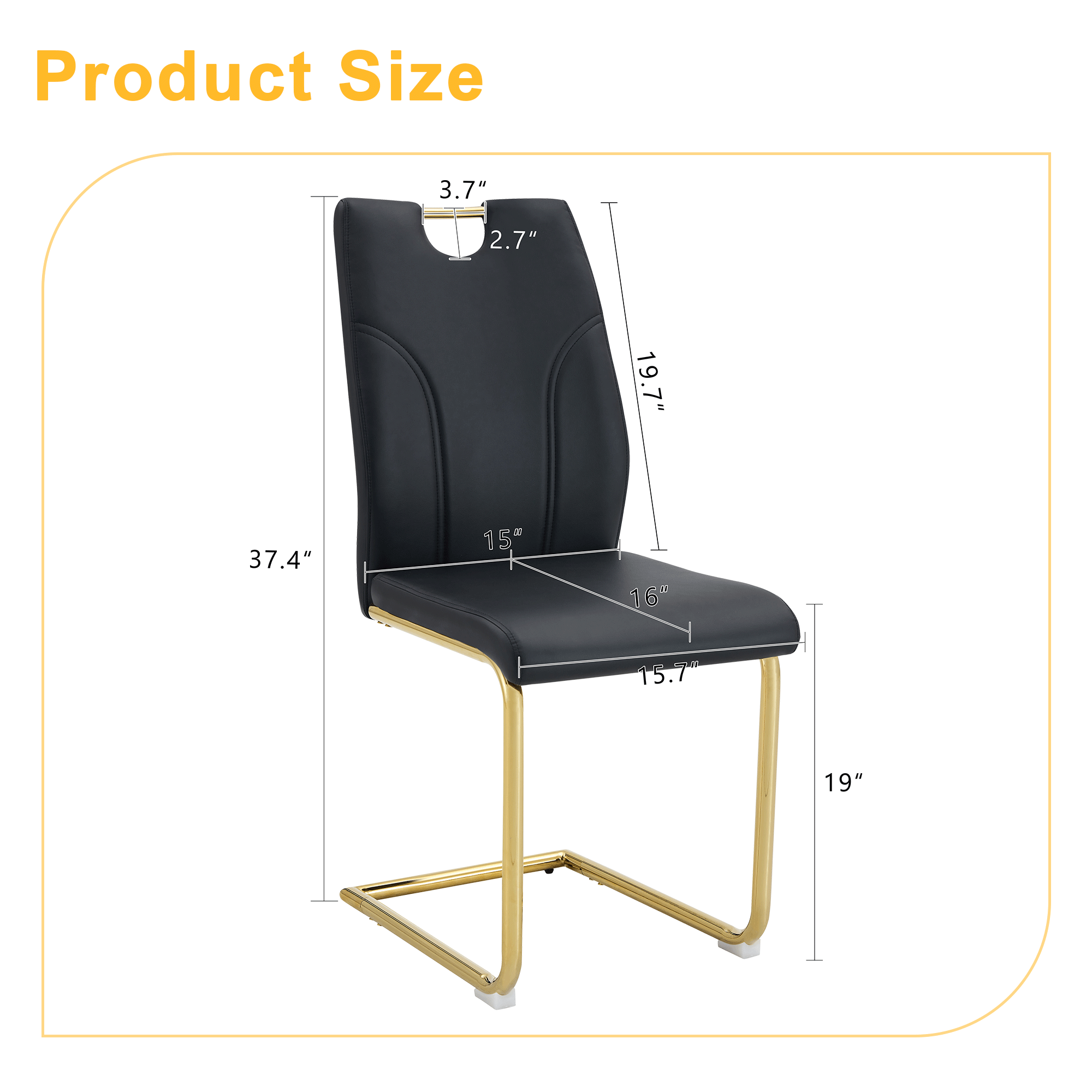Modern Black PU Dining Chairs Set of 4 - Waterproof Faux Leather Upholstery with Gold Metal Legs - Stylish for Kitchen, Restaurant, Office & Conference Room - Elegant Seating Solution for Home & Commercial Use