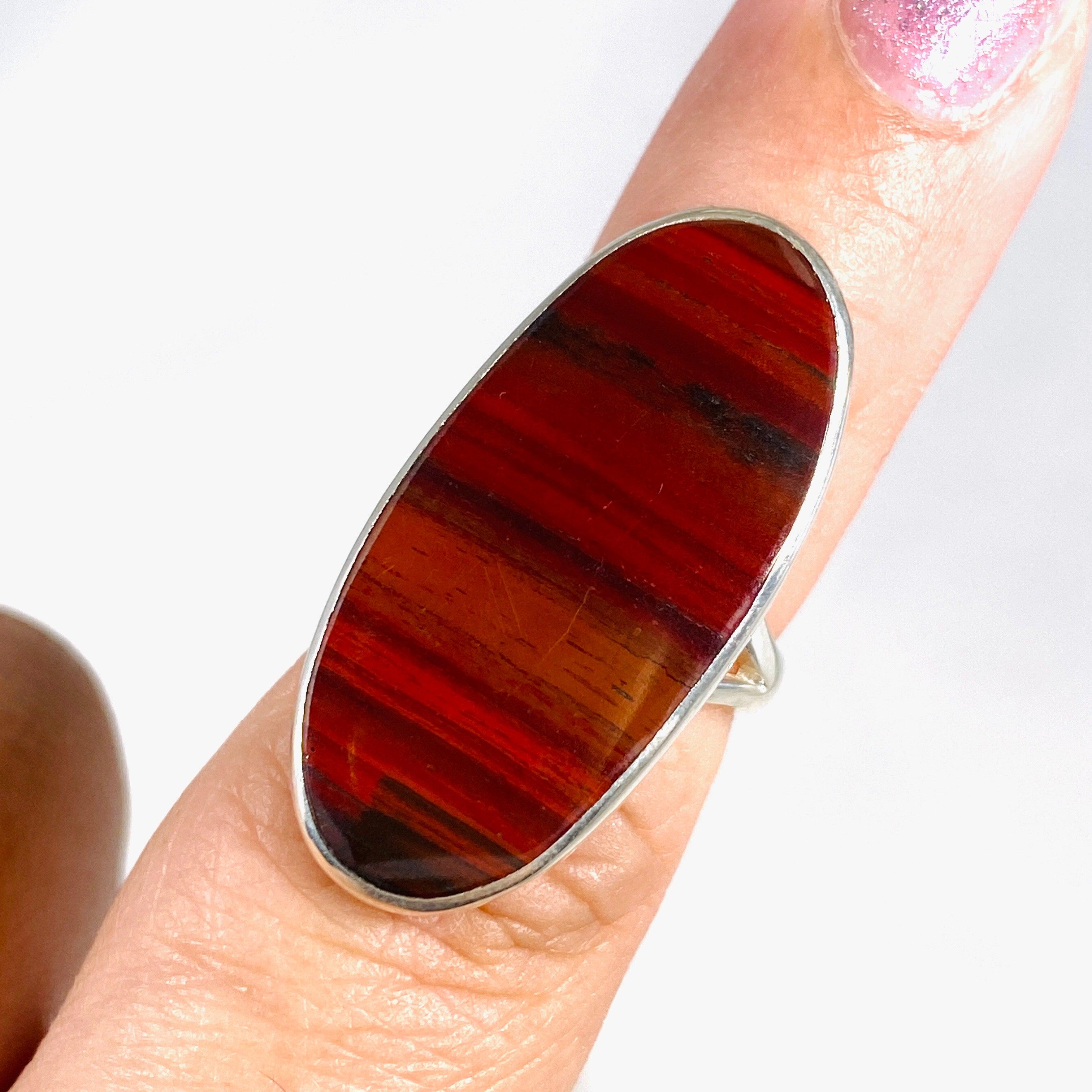 Natural Red Jasper Oval Ring for Women - Size 7 Healing Crystal Jewelry KRGJ3085 | Spiritual Gift, Meditation Accessory, Energy Balancing Fashion Statement