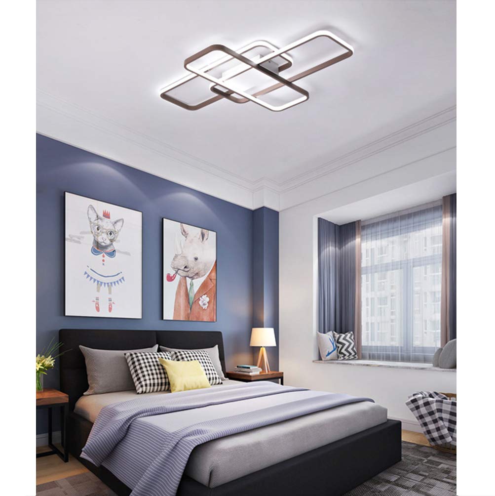 Modern Dimmable LED Flush Mount Ceiling Light with Remote Control - Square Chandelier for Dining Room, Kitchen Island, Bedroom & Living Room - Stylish Hanging Lighting Fixture for Home Decor | Perfect for Ambient Lighting & Space-Saving Design