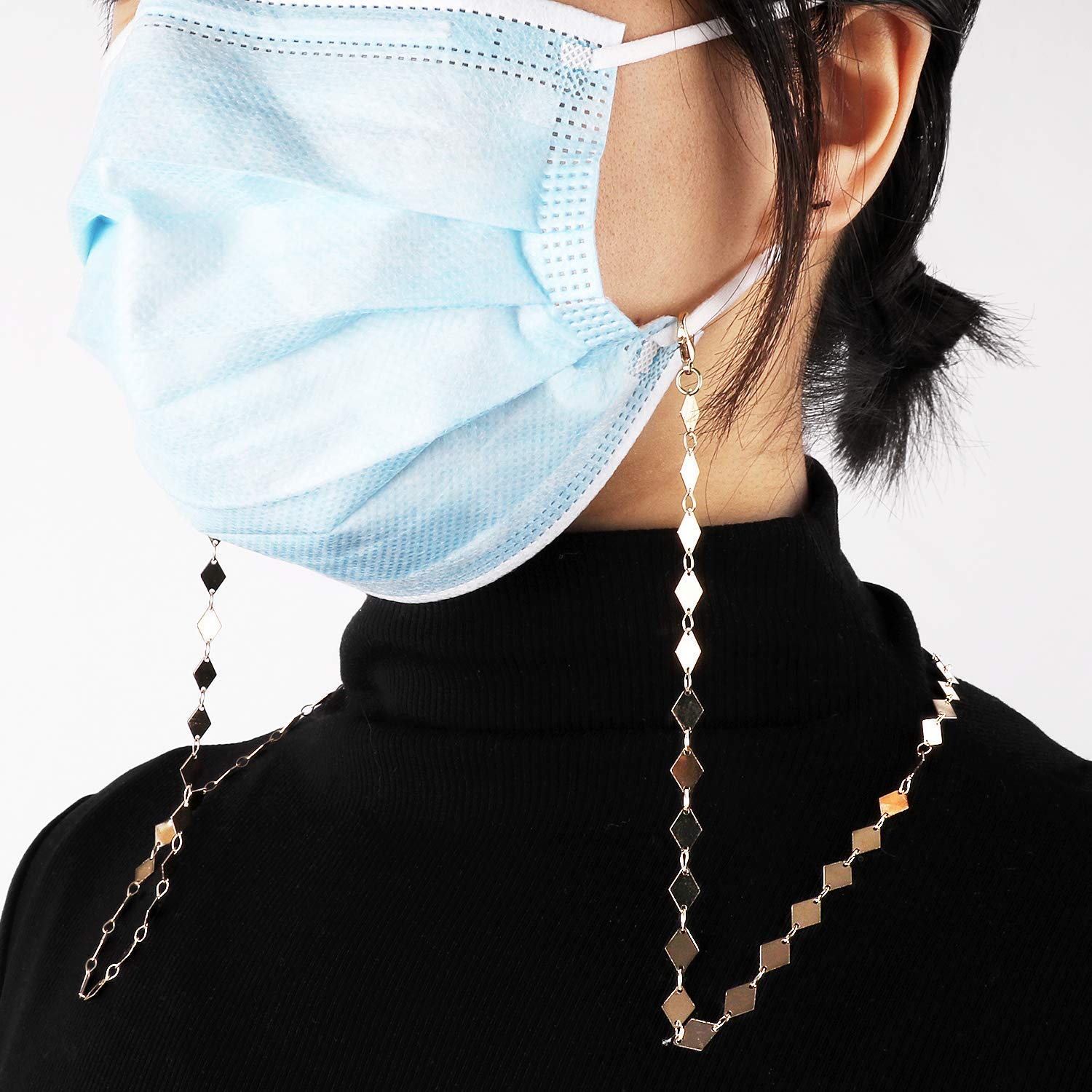 Elegant Diamond Face Mask Chain for Women - Adjustable Mask Strap & Lanyard Holder - Perfect for Work, Travel, and Daily Protection