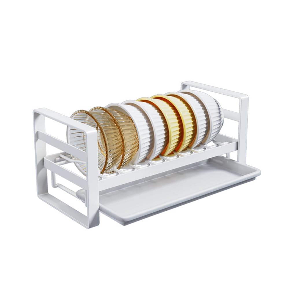 MosQuick® Stainless Steel Dish Drying Rack with Drain Tray - Space Saving Kitchen Organizer for Utensils & Cookware - Perfect for Small Kitchens, Countertop Storage & Dish Drying (White)