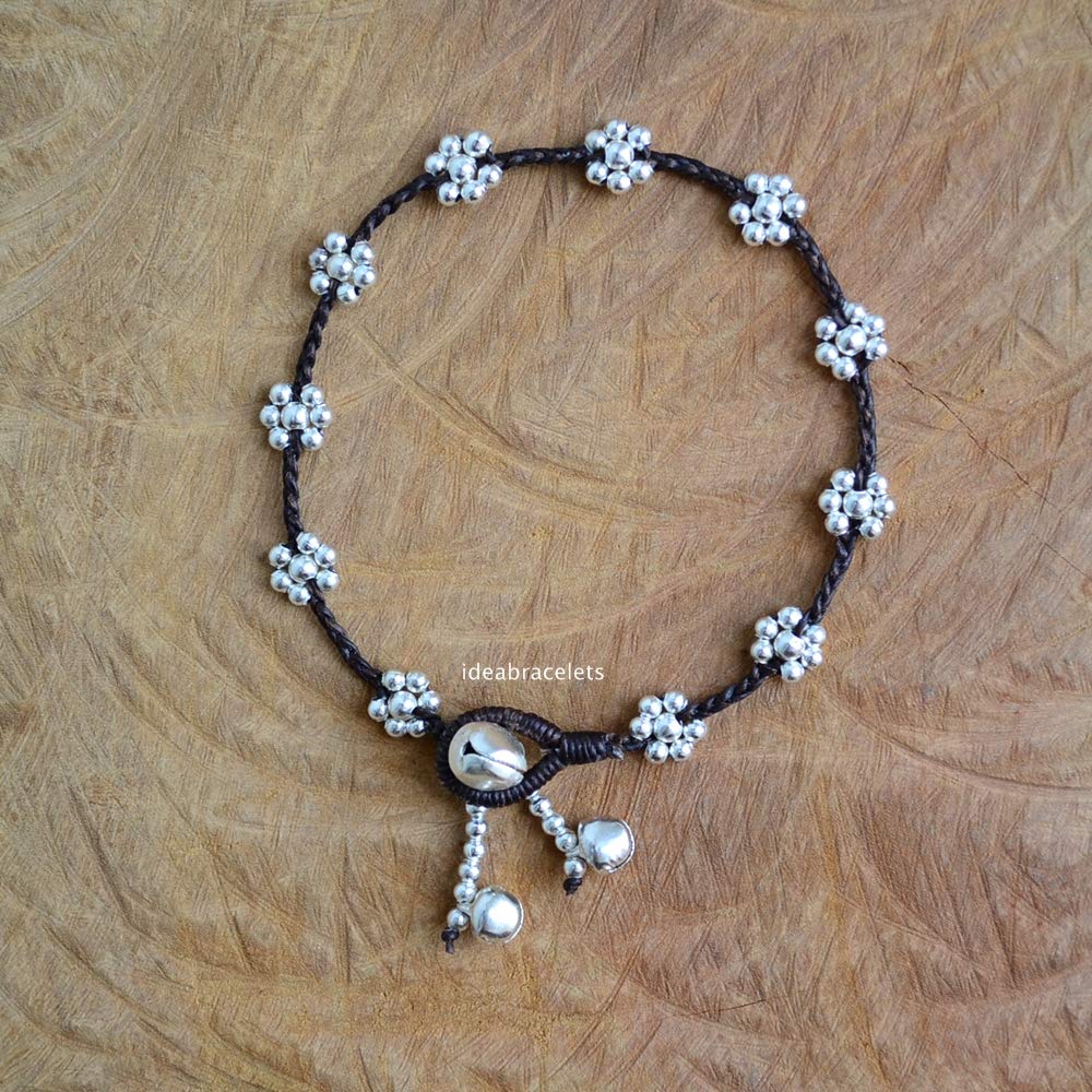 **Ideabracelets Brown Daisy Boho Anklet Bracelet - Handmade Bohemian Foot Jewelry for Women & Girls, Cute Simple Ankle Bracelet Gift for Birthday, Beach, Summer, Festival & Boho Style Outfits**