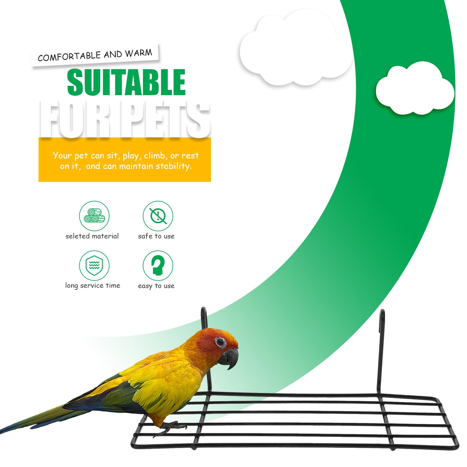 Balacoo 3-Piece Iron Bird Play Stand - Portable Parrot Training Perch & Cage Stand for Budgies, Parakeets, Cockatiels | Durable Bird Wire Platform for Indoor/Outdoor Play, Training & Exercise
