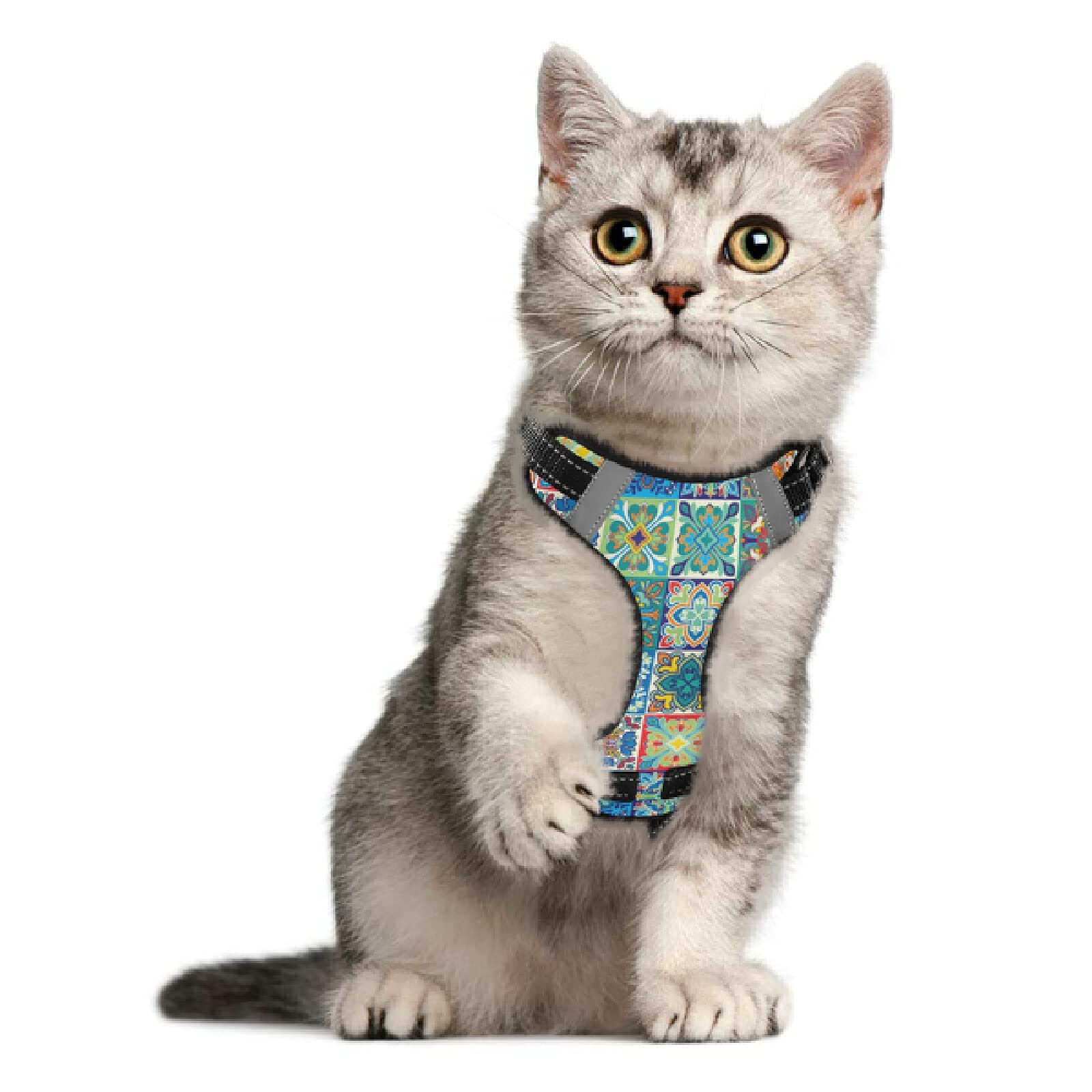 Mexican Talavera Dog Harness - No Pull Pet Vest with Reflective & Breathable Design for Small & Medium Dogs - Nylon Handle for Easy Control - Perfect for Walking, Running & Outdoor Adventures