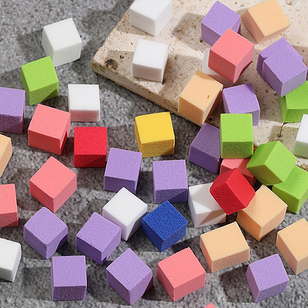 50 Pcs Soft Nail Sponges with 4 Claws Metal Grabber - Ombre Nail Art Sponge for Manicure & Nail Design | Perfect for DIY Nail Art, Salon Professionals & Home Use