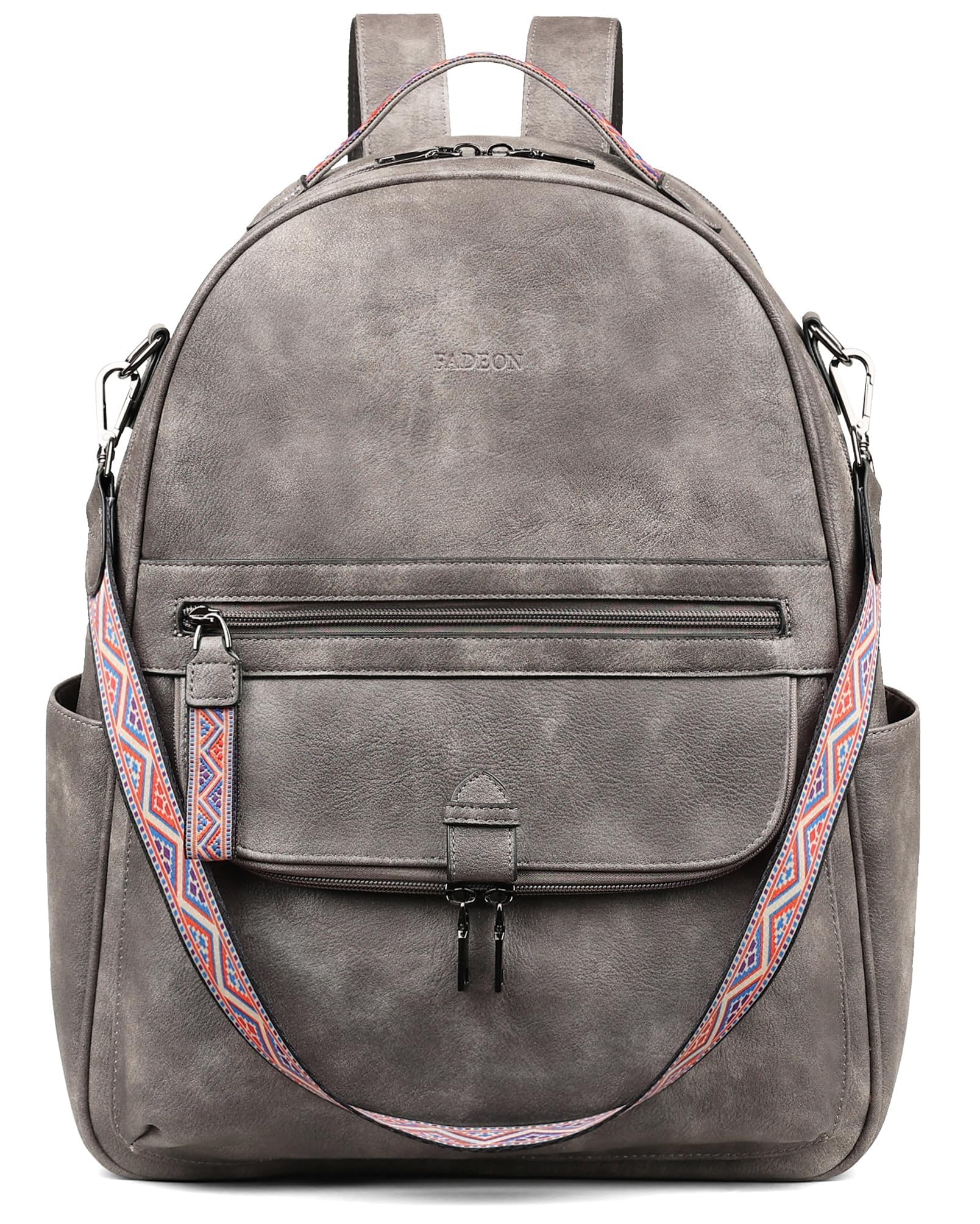 FADEON Leather Laptop Backpack for Women - Stylish PU Travel Bag with Laptop Compartment for Work & Commuting