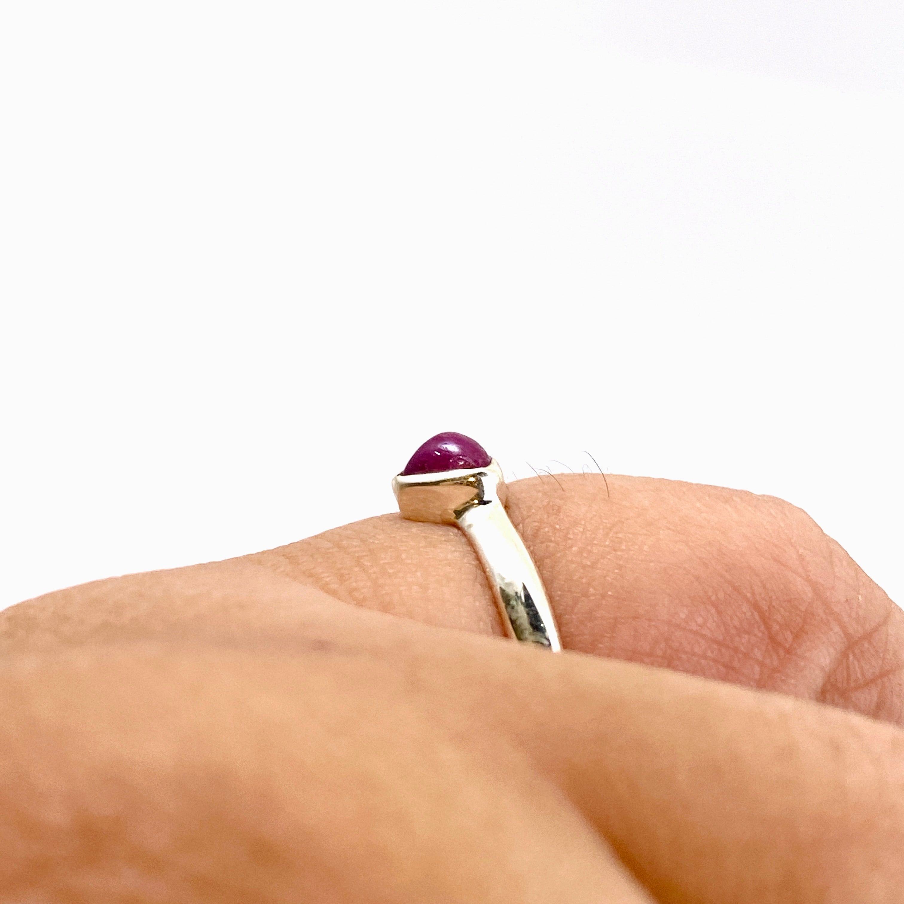 Ruby Heart Cabochon Petite Ring Size 9.5 PRGJ700 - Elegant Sterling Silver Jewelry for Women, Perfect for Valentine's Day Gifts & Romantic Occasions